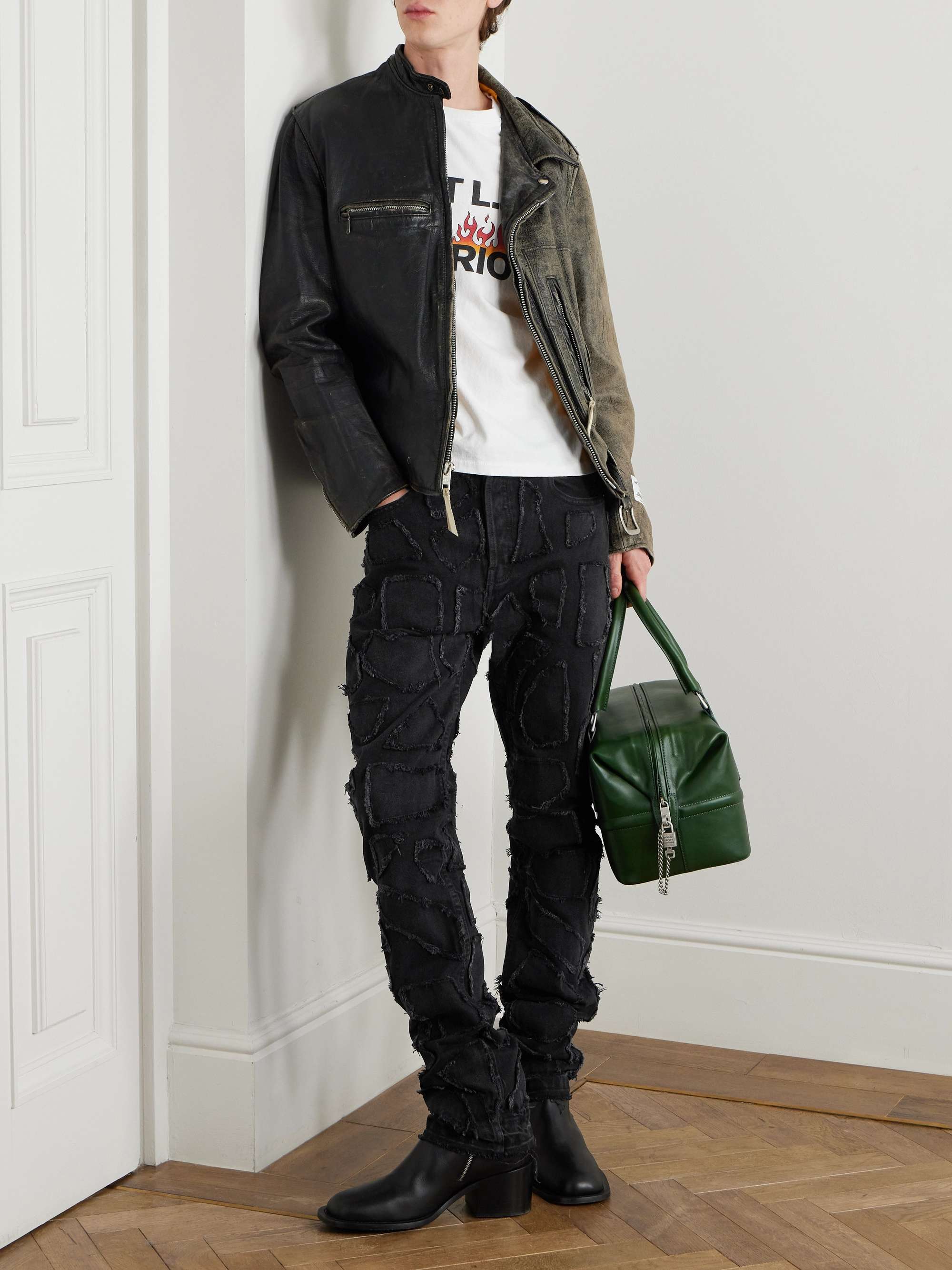 Collage 5001 Slim-Fit Frayed Patchwork Jeans view