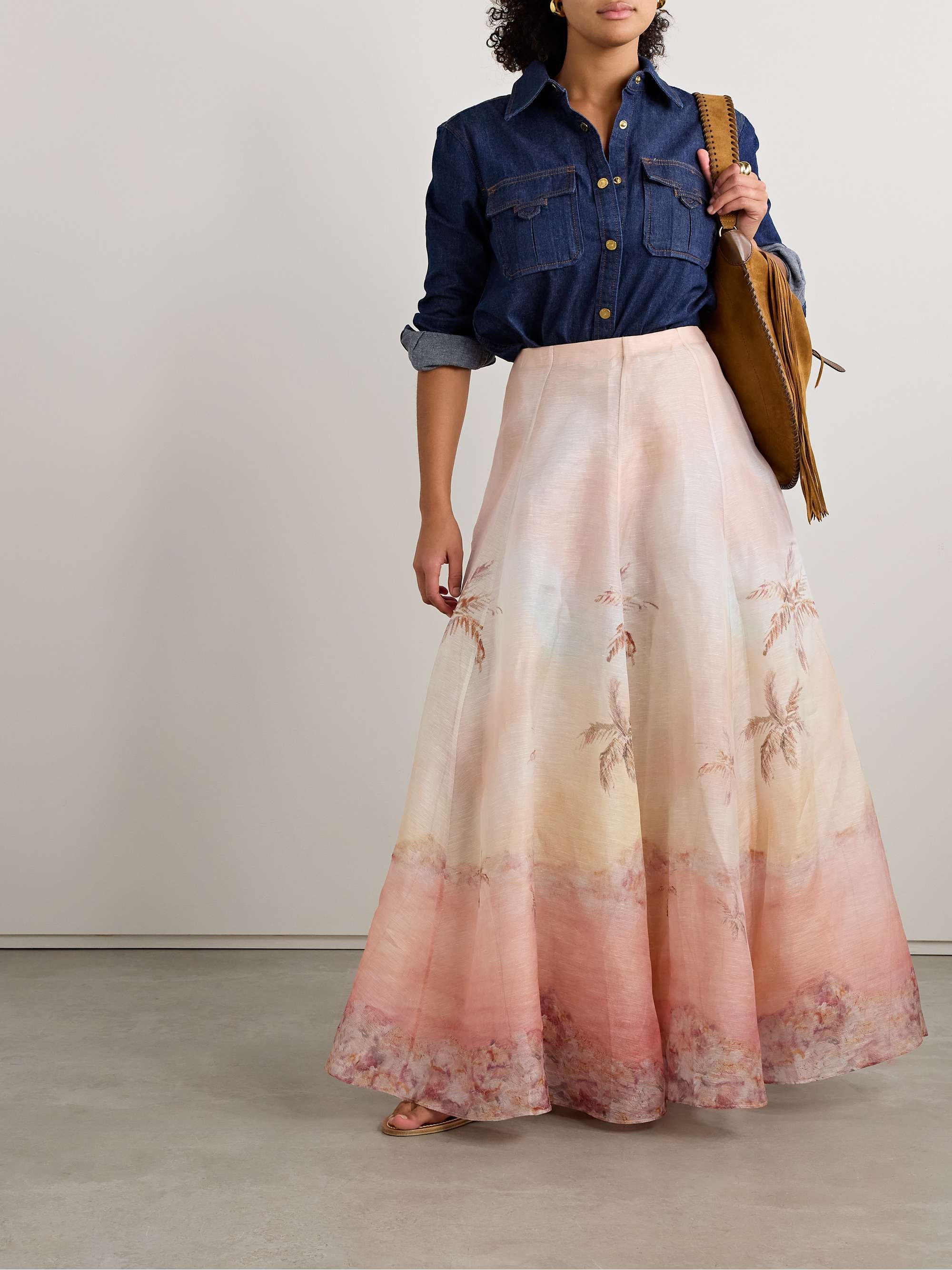 Illuminate linen and silk-blend maxi skirt view
