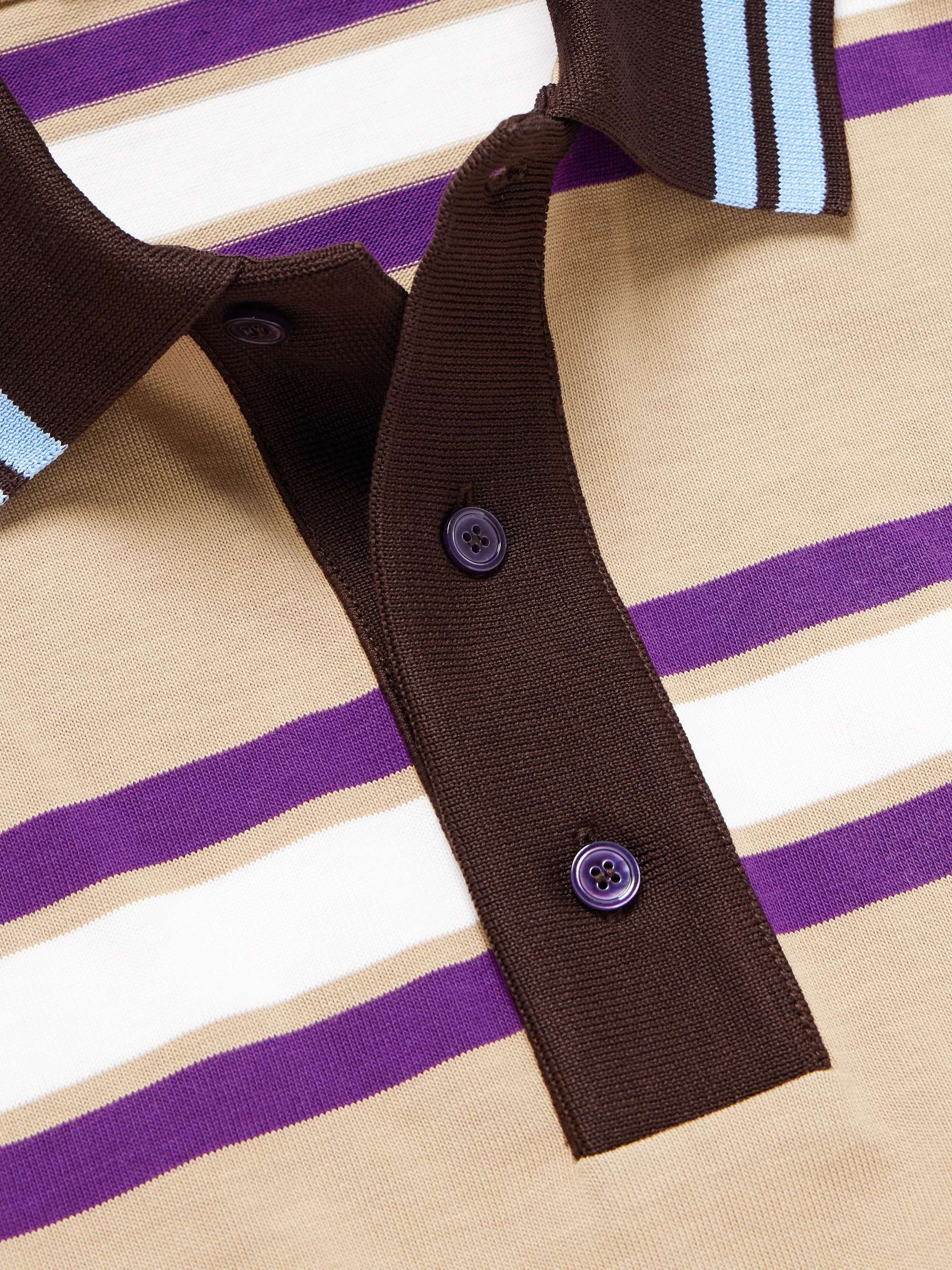Logo-Embroidered Striped Cotton-Jersey Polo Shirt view