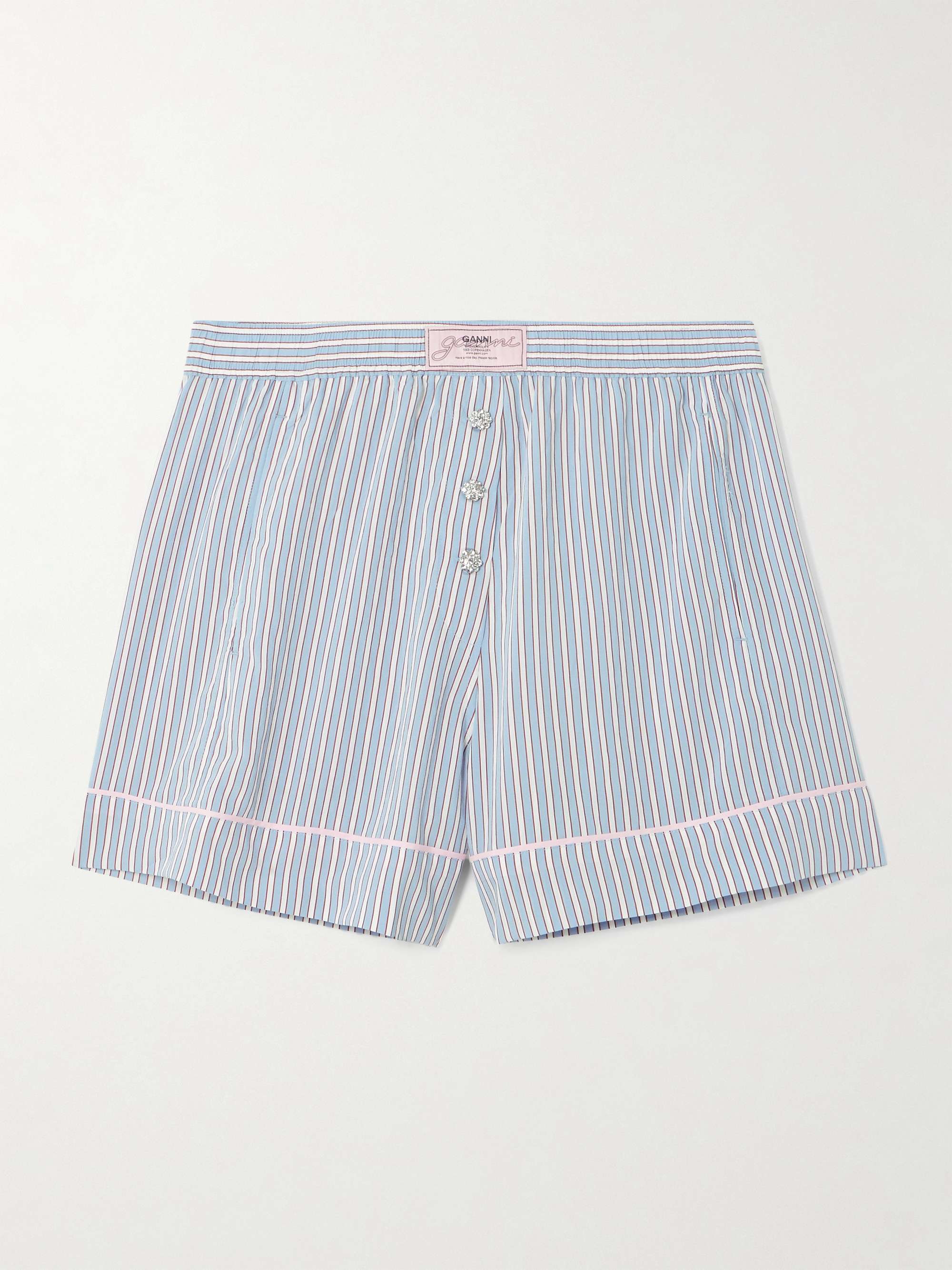 Crystal-embellished striped poplin shorts view