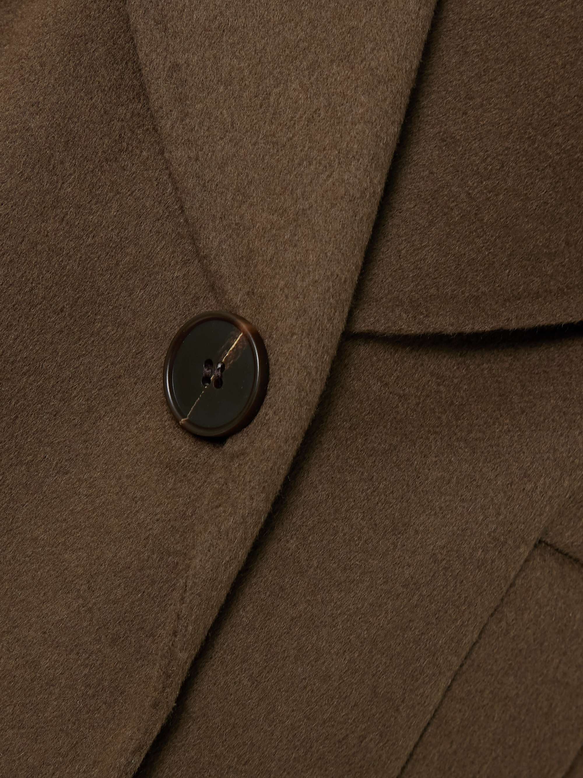 Double-breasted scarf-detailed layered wool coat view