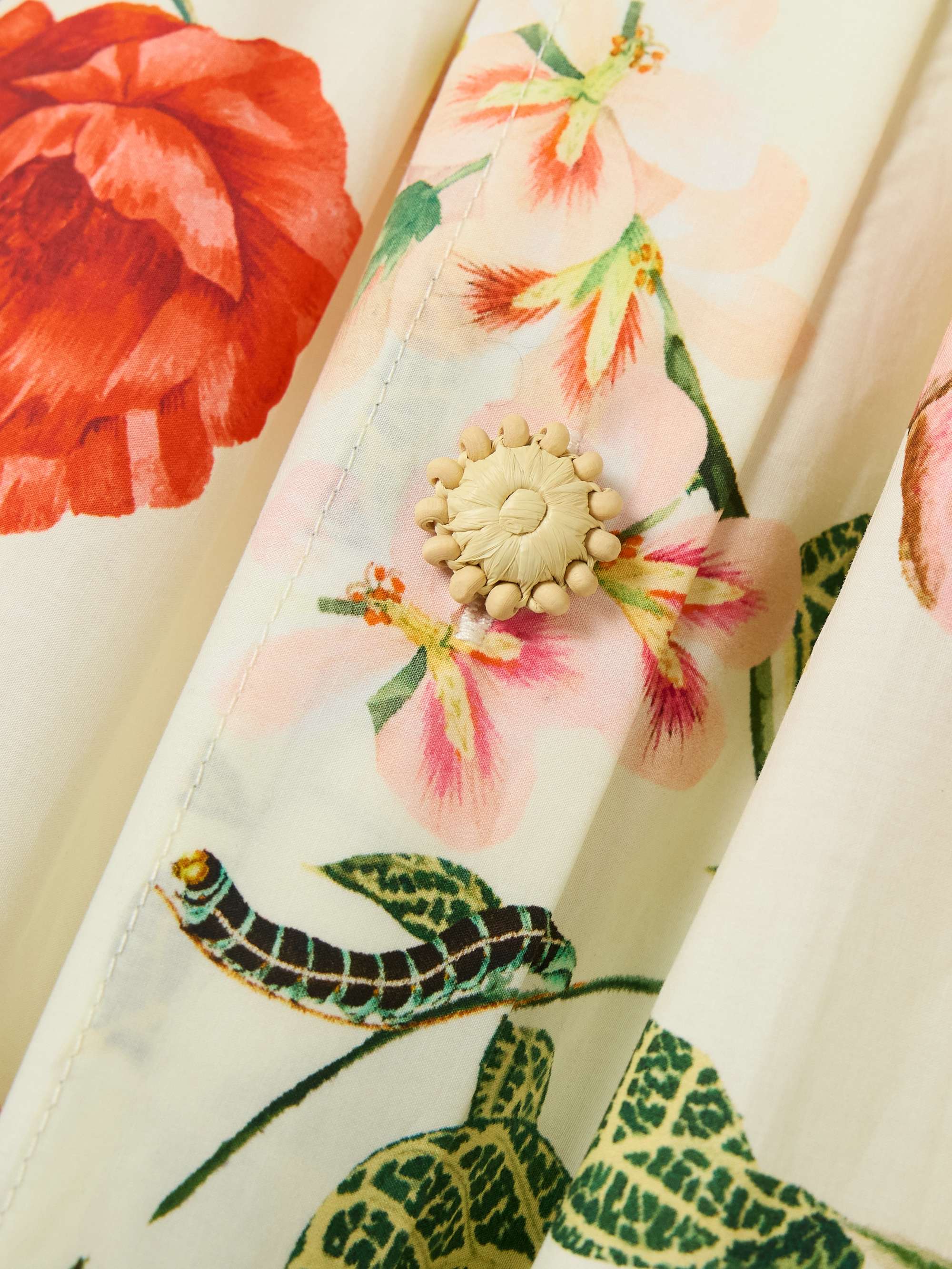 Marge button-embellished floral-print pleated cotton-poplin midi skirt view