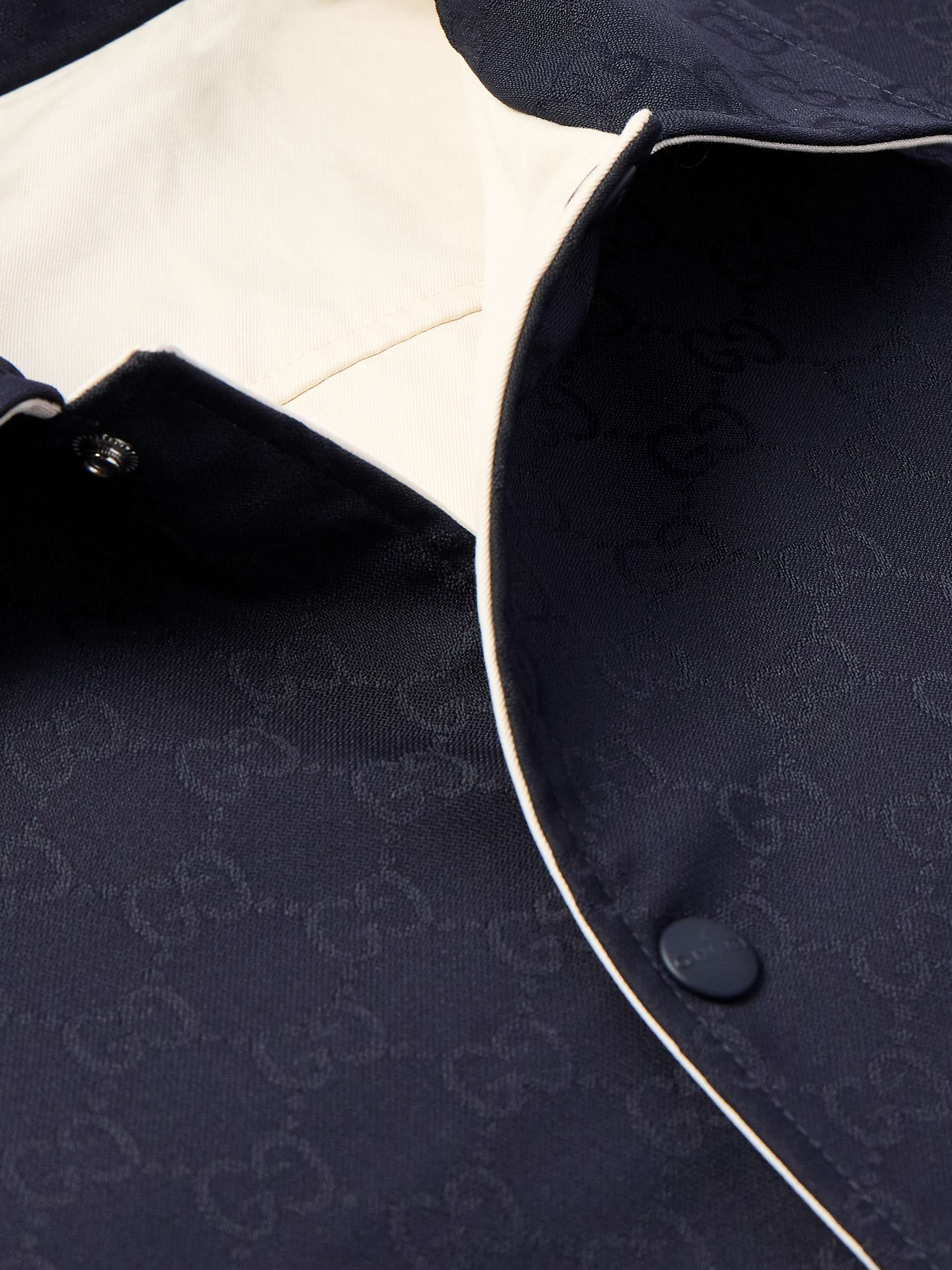 Reversible Logo-Jacquard Cotton Bomber Jacket view