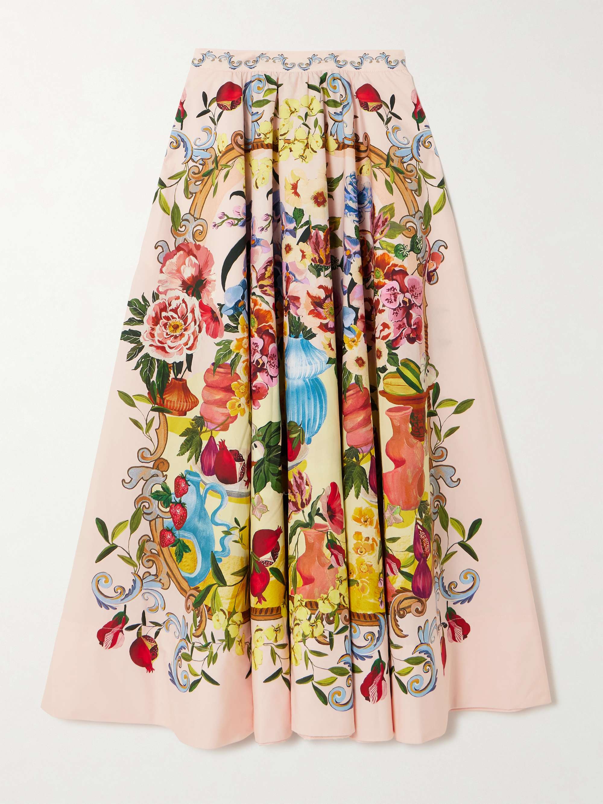 Garden Terrace pleated printed cotton-poplin midi skirt view