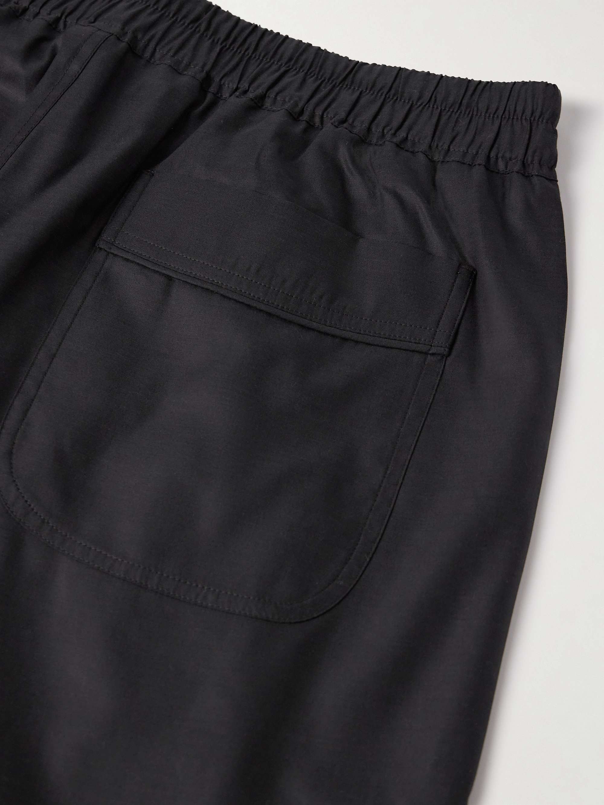 Straight-Leg Pleated Lyocell, Silk and Cotton-Blend Drawstring Trousers view