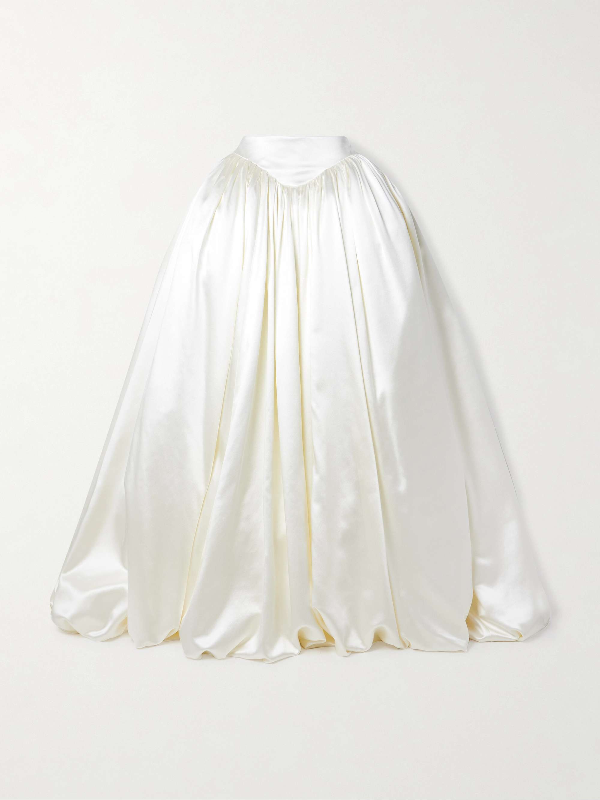 Micah pleated silk and wool-blend satin maxi skirt view