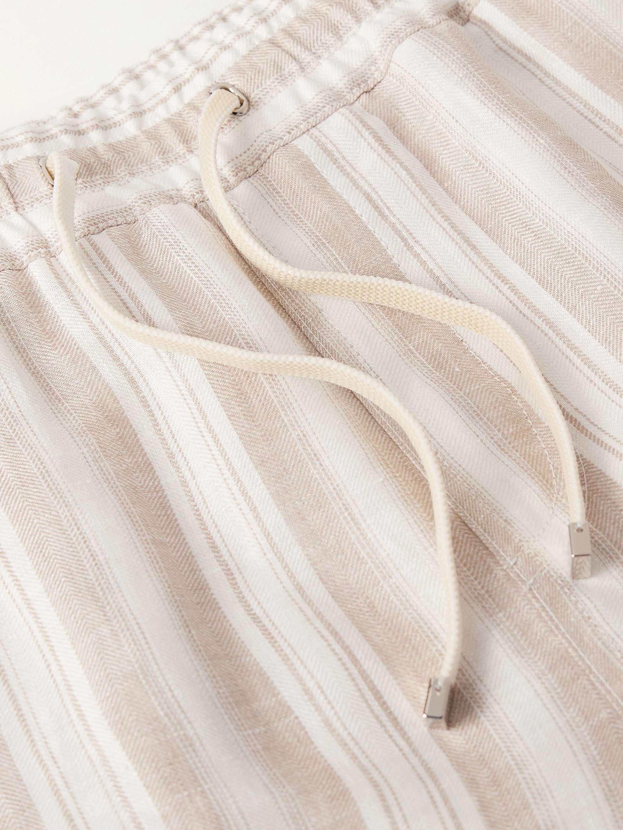 Bermuda Bay Straight-Leg Striped Linen Drawstring Shorts view
