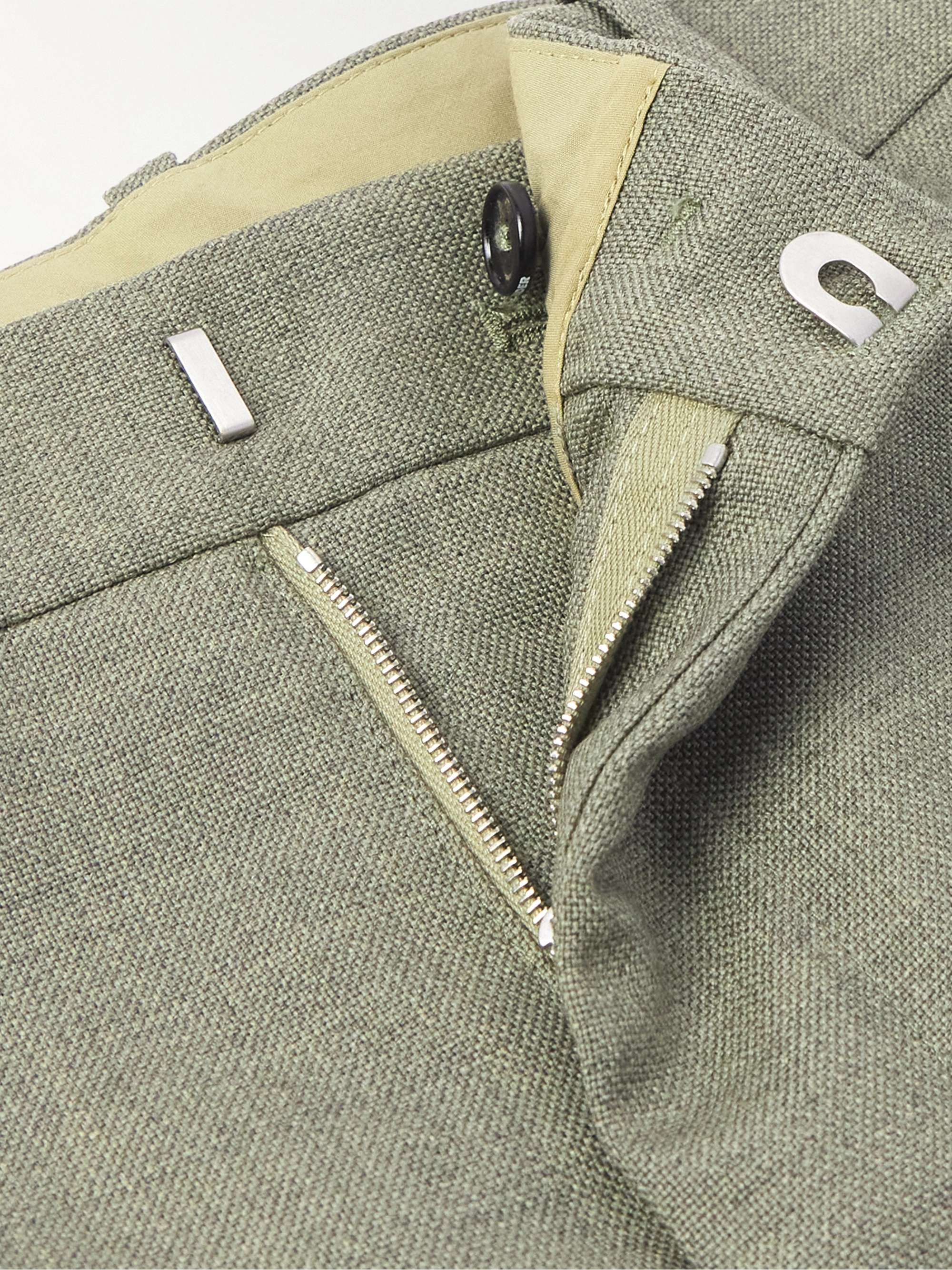Wide-Leg Pleated Mohair and Wool-Blend Trousers view