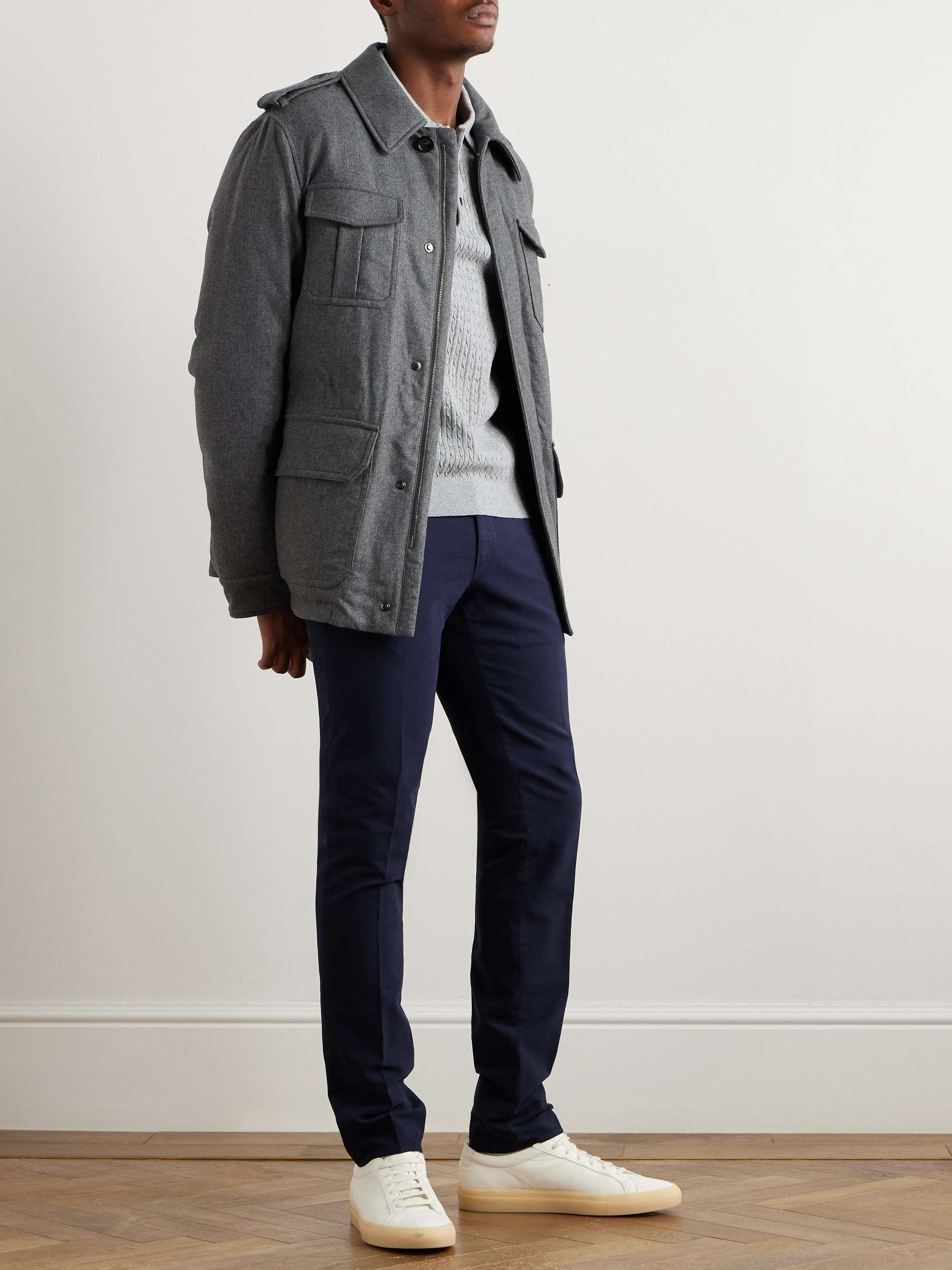 Slim-Fit Straight-Leg Stretch-Cotton Trousers view