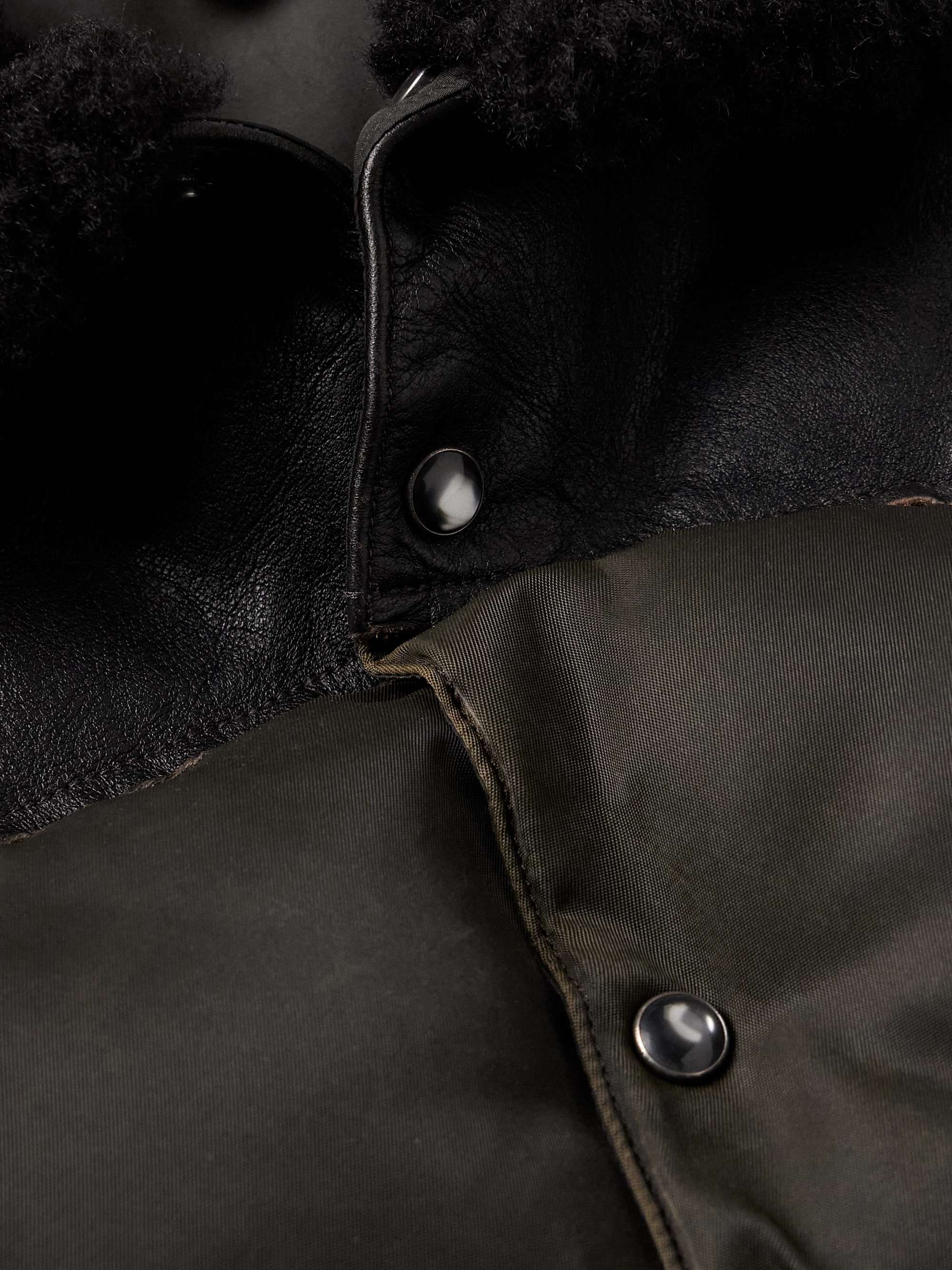 Surrey Leather and Shearling-Trimmed Padded Quilted Recycled-Shell Coat view