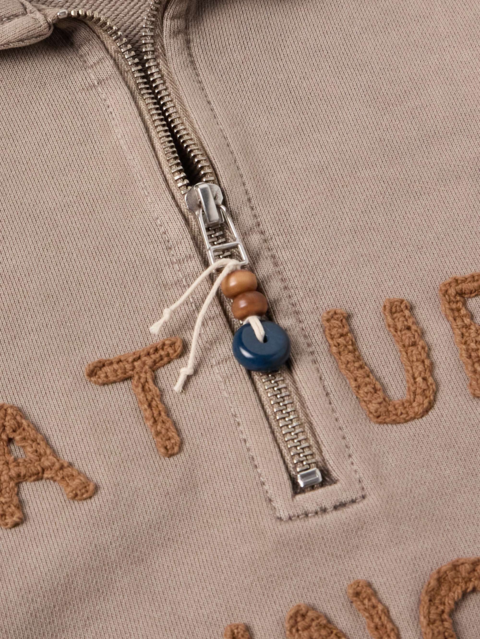 Geo Appliquéd Organic Cotton-Jersey Half-Zip Sweatshirt view