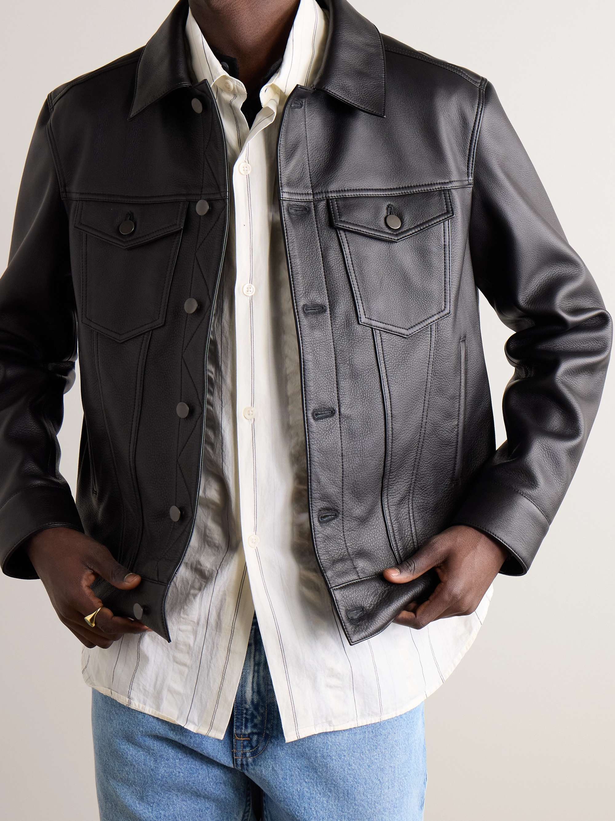 Full-Grain Leather Trucker Jacket view