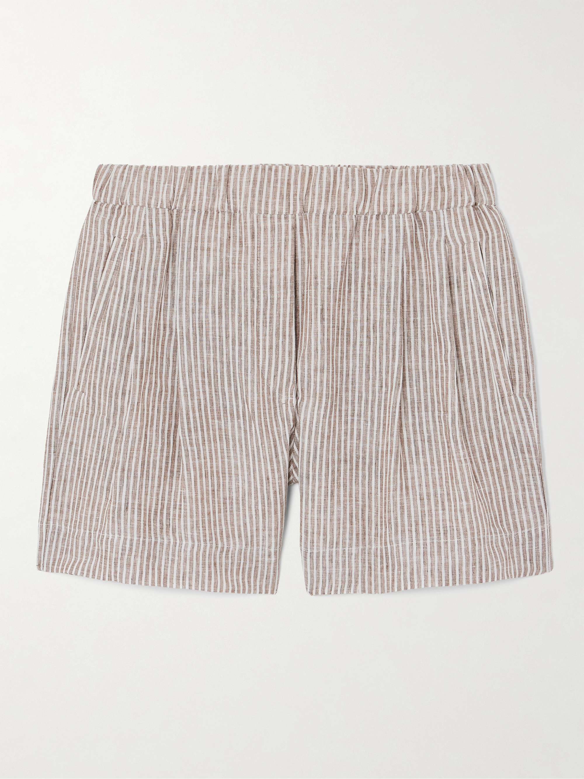 Striped linen shorts view