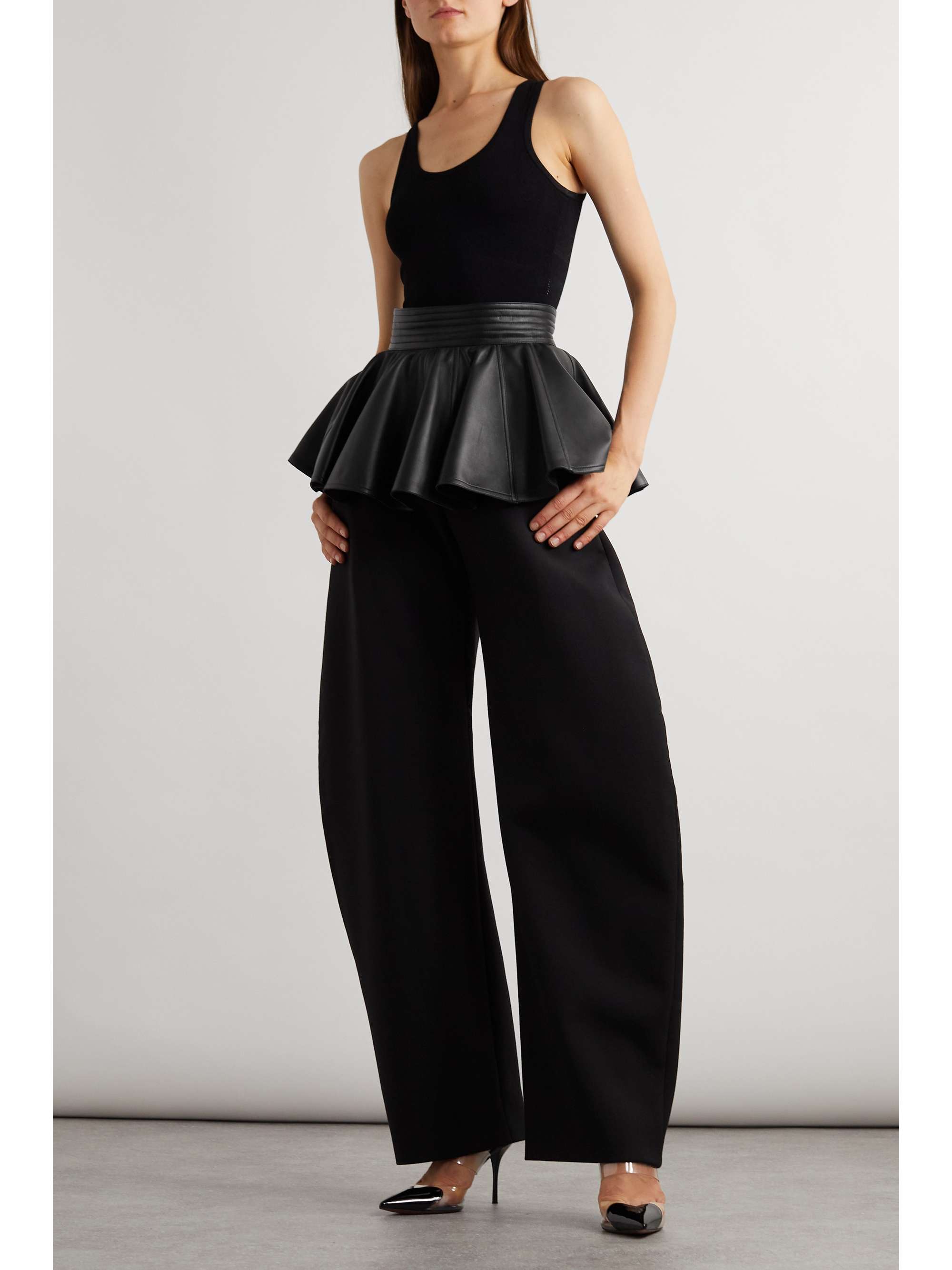 Ruffled leather waist belt view