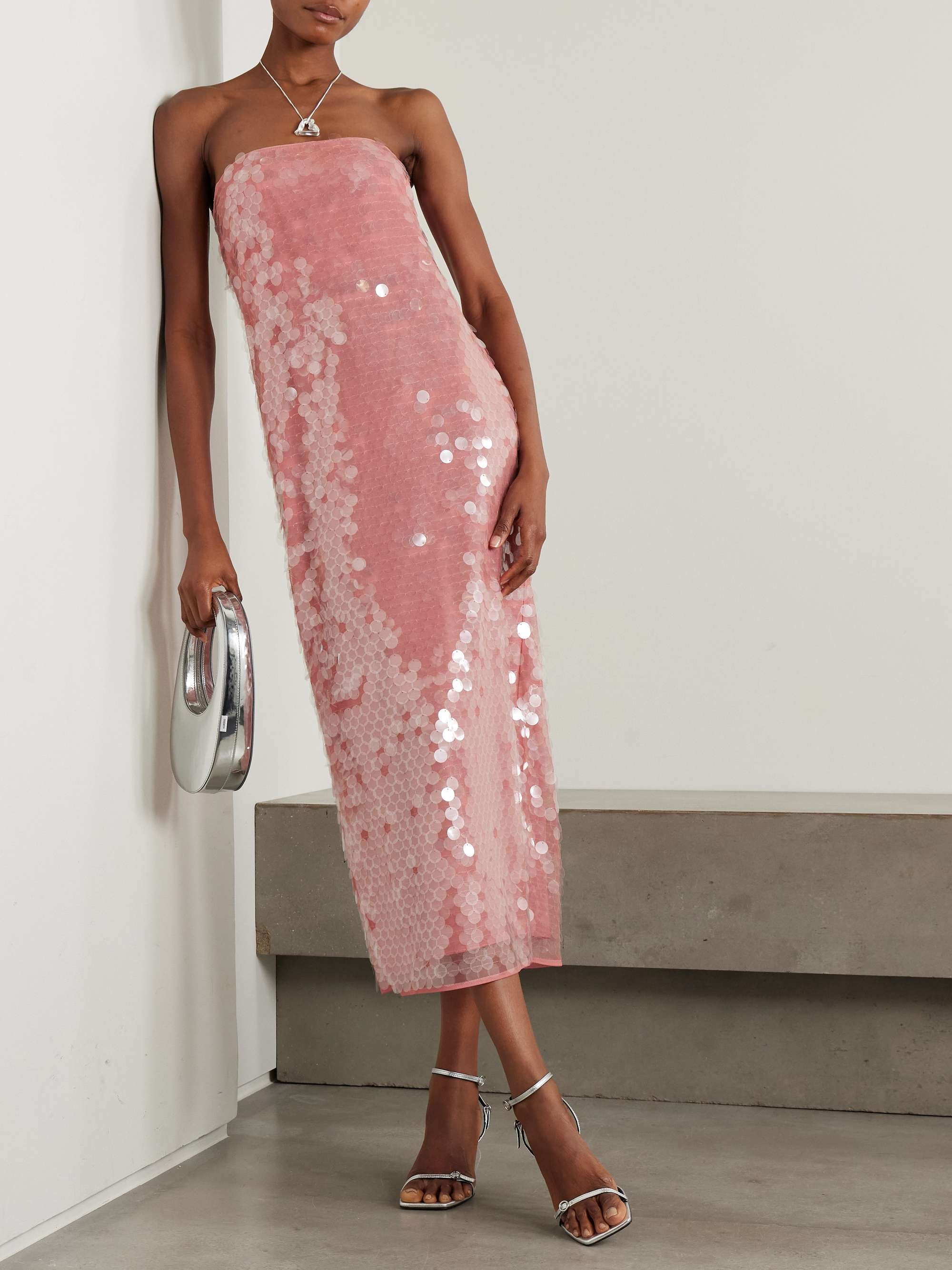Casey strapless paillette-embellished tulle midi dress view