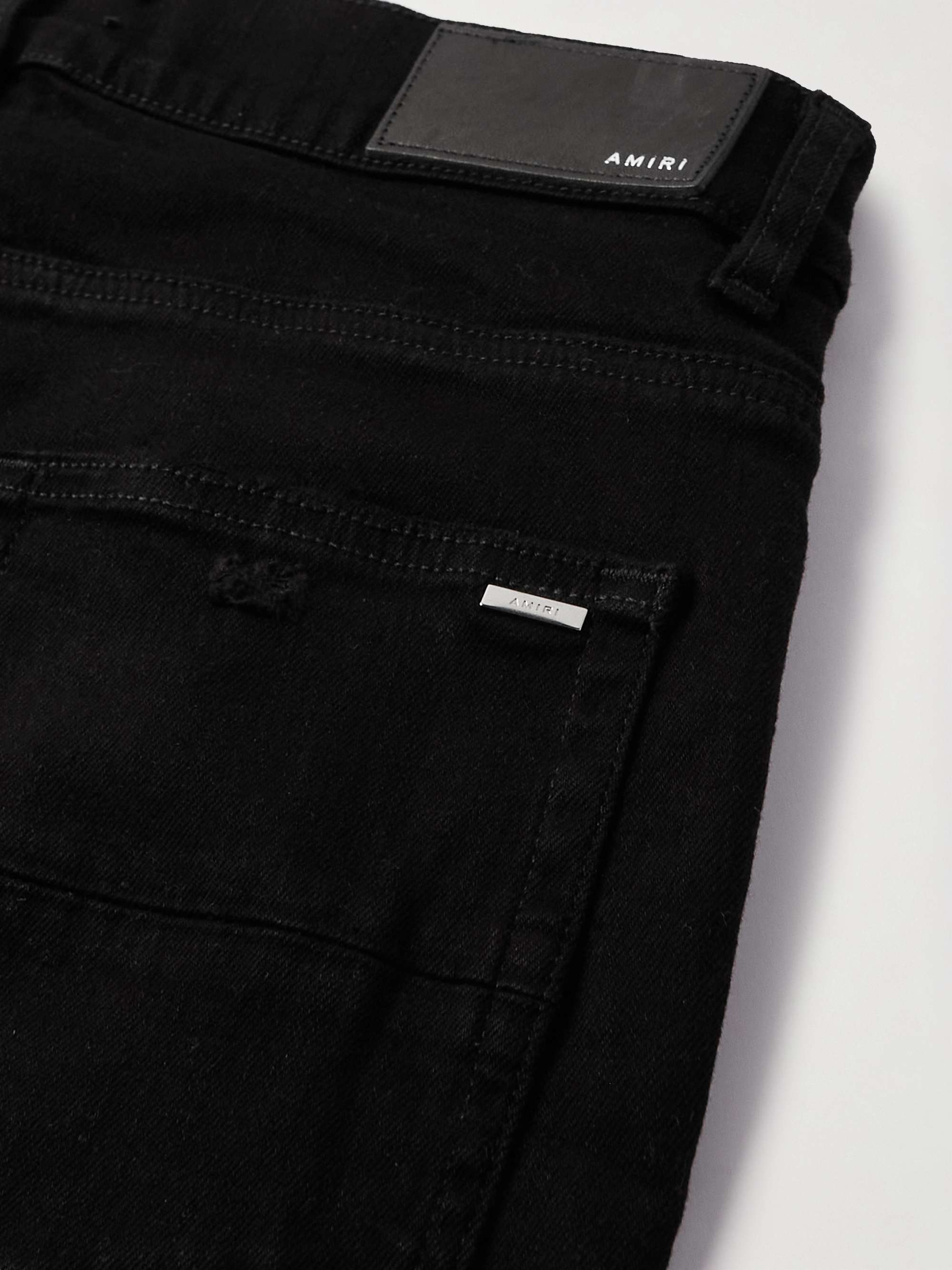 MX1 Skinny-Fit Leather-Panelled Distressed Jeans view