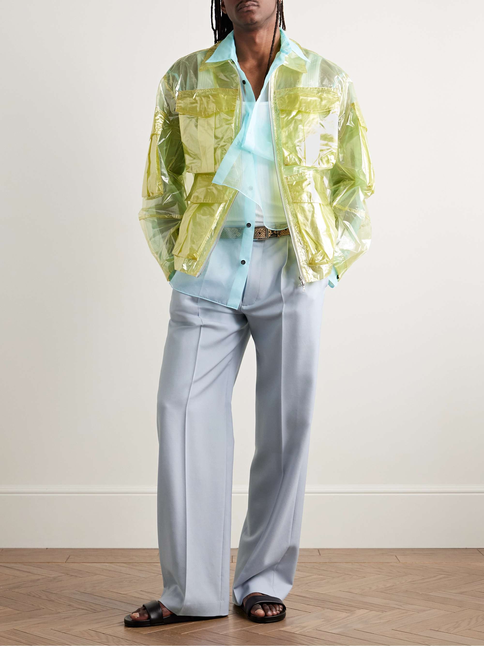 Wide-Leg Pleated Wool and Mohair-Blend Twill Trousers view