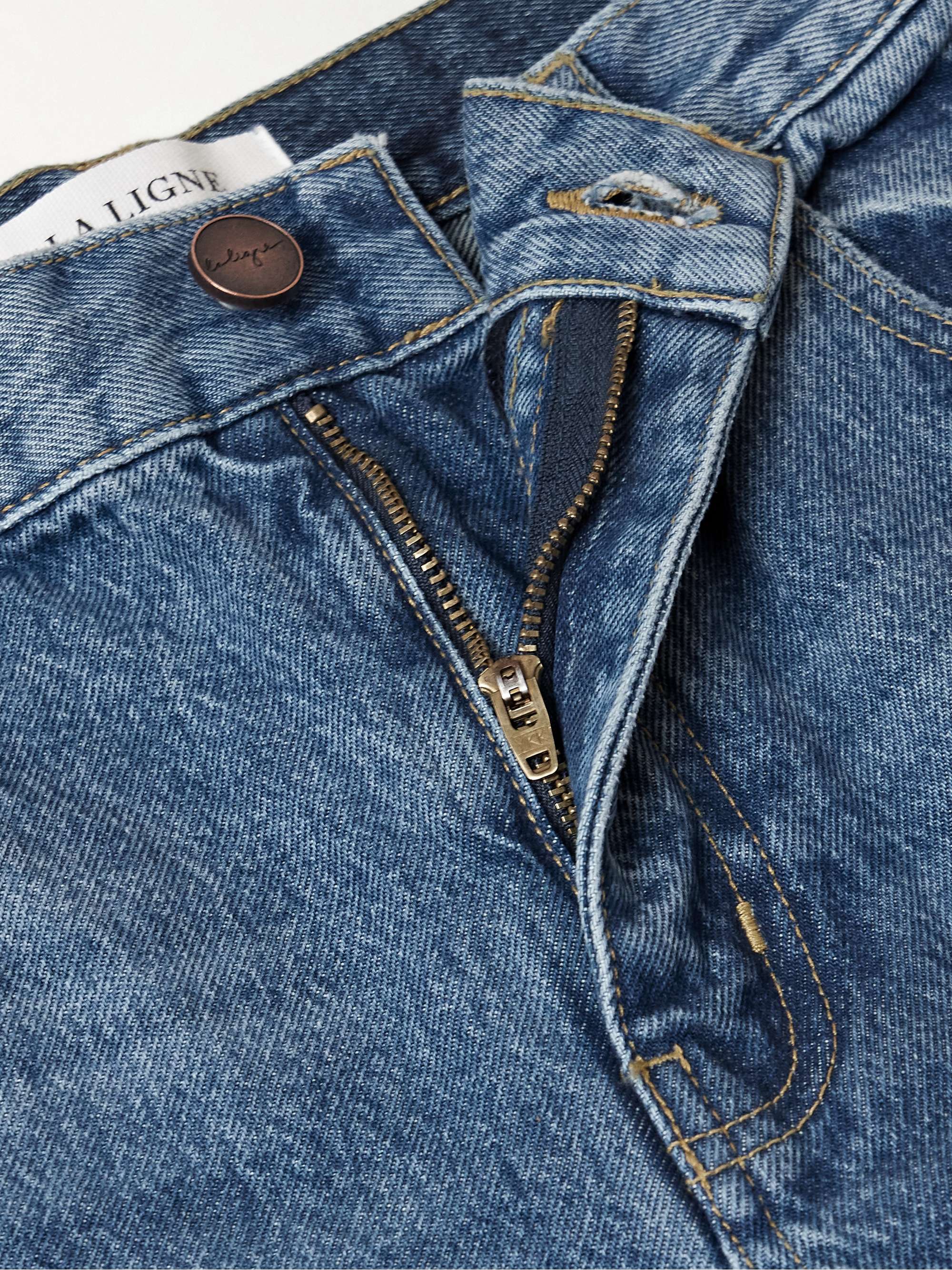 Marilyn paneled two-tone high-rise wide-leg jeans view