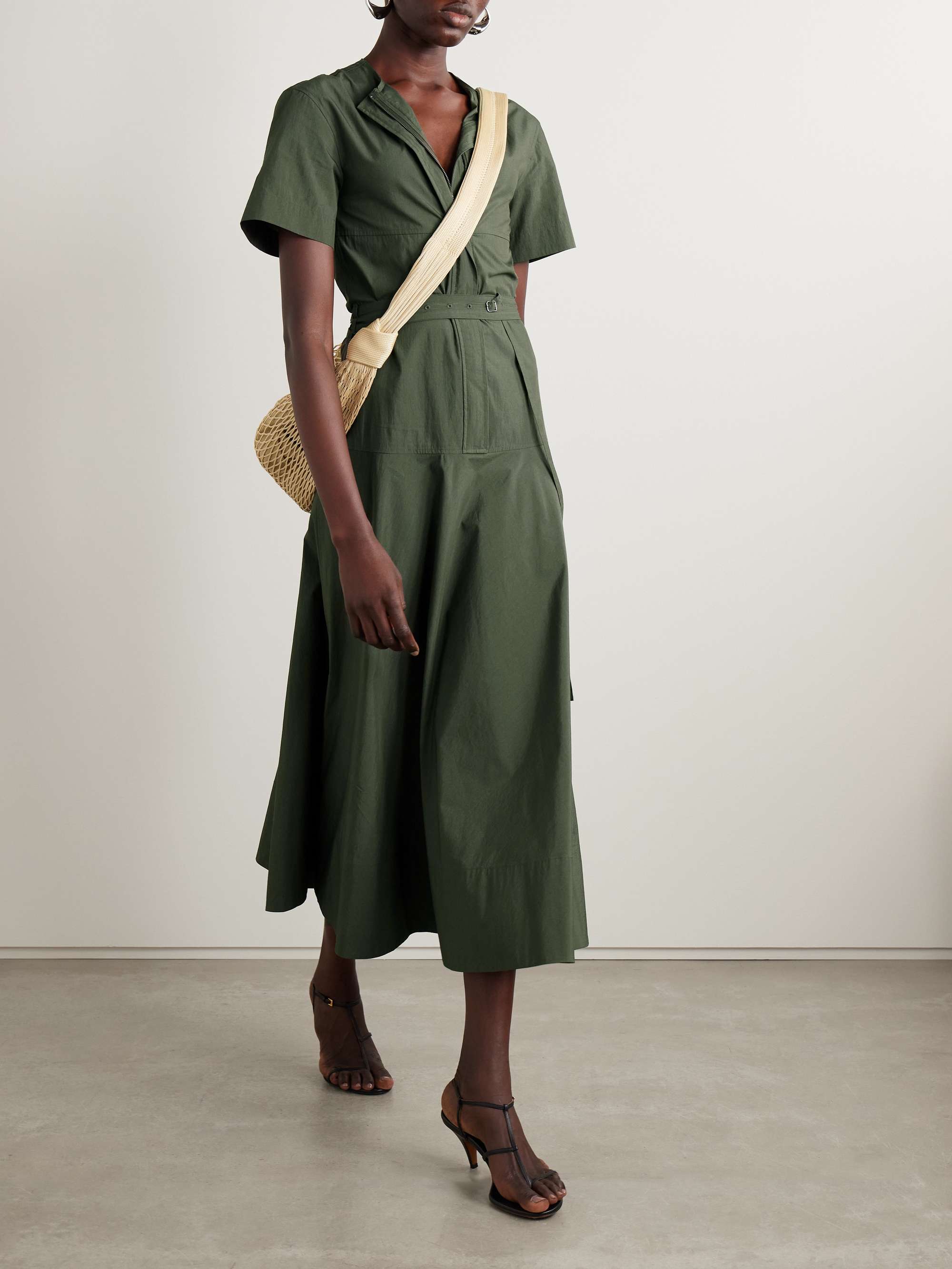 Elizabeth belted cotton-blend midi dress view