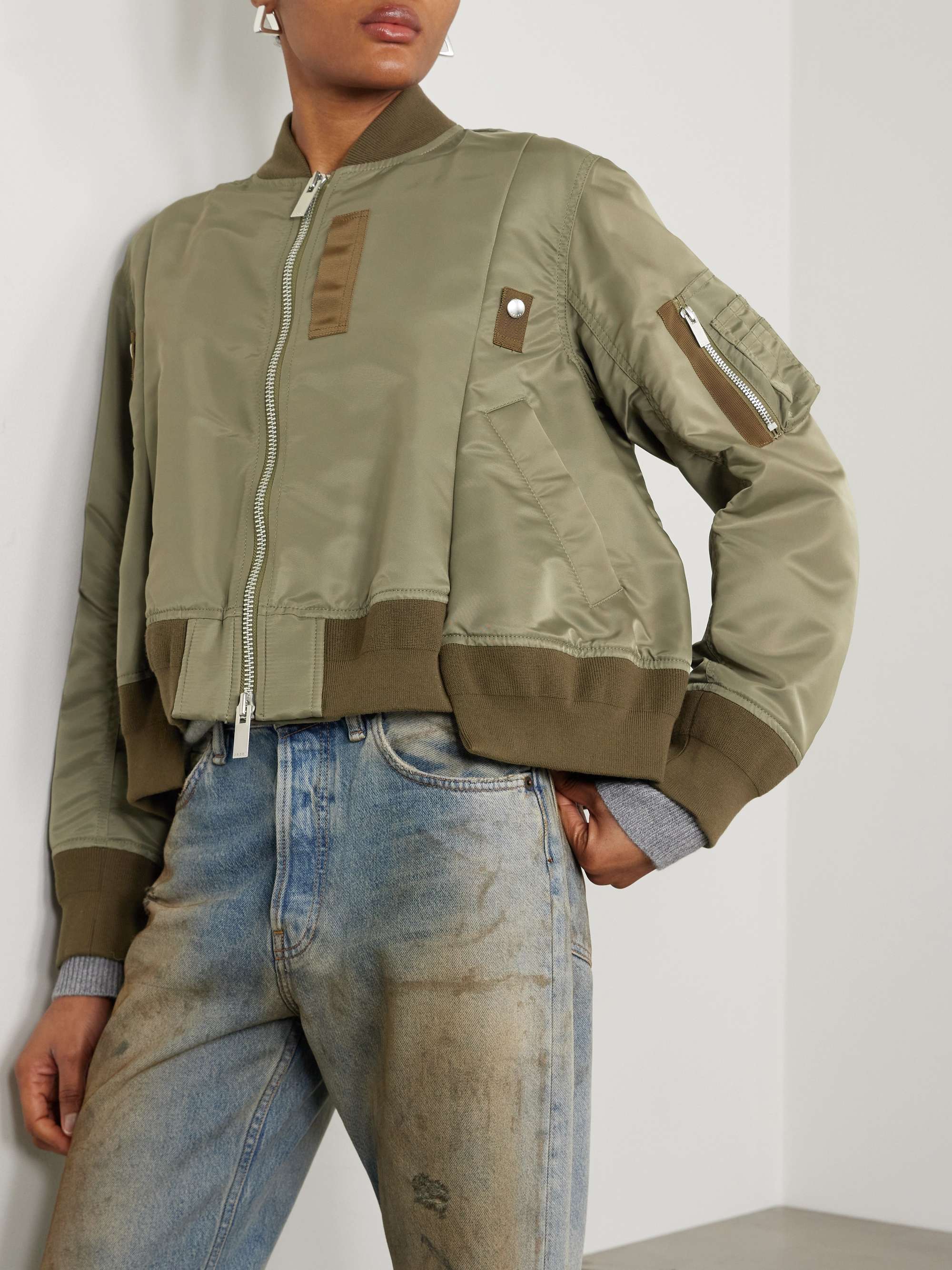 Grosgrain-trimmed shell bomber jacket view