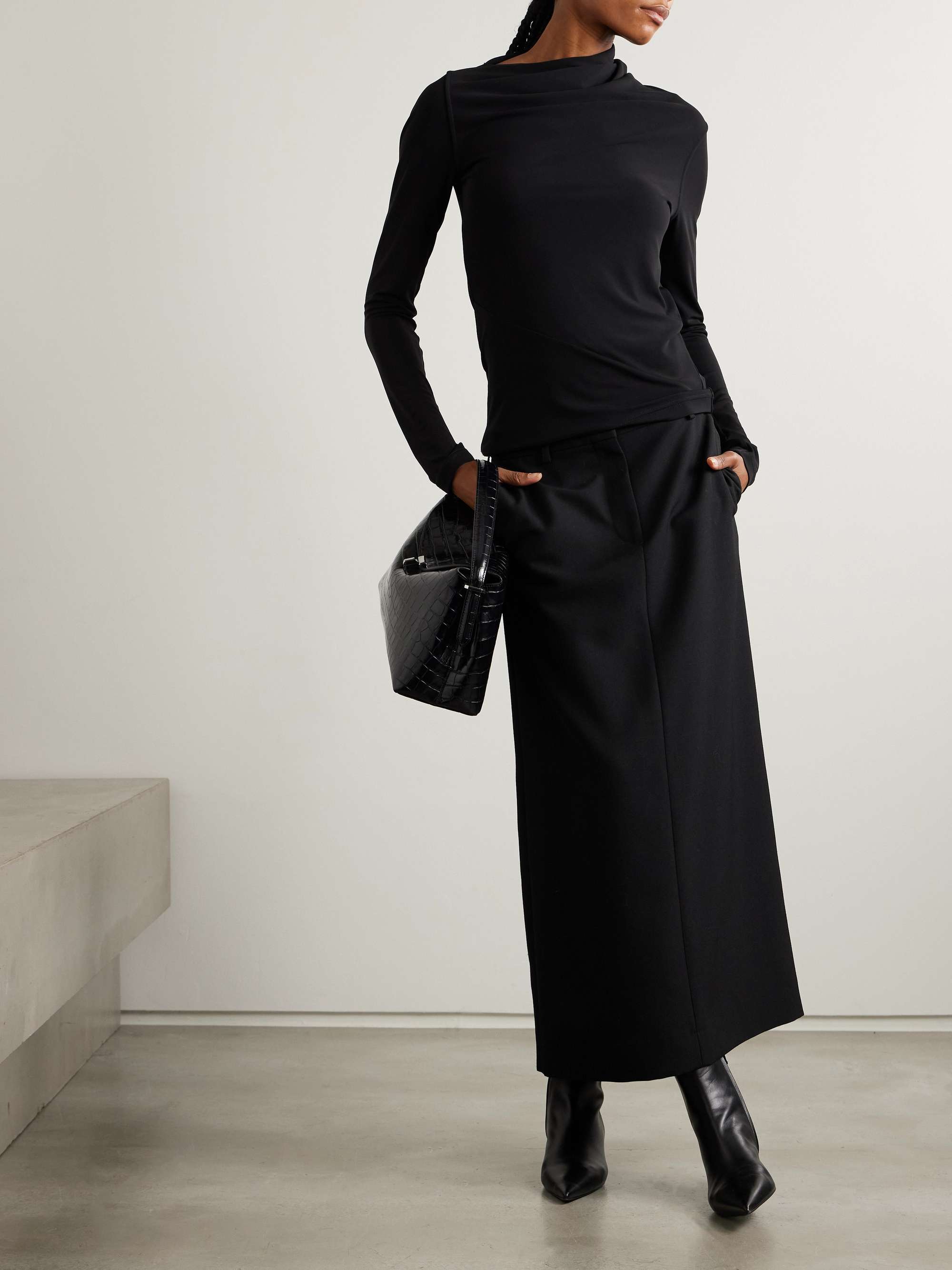 Draped stretch-jersey top view