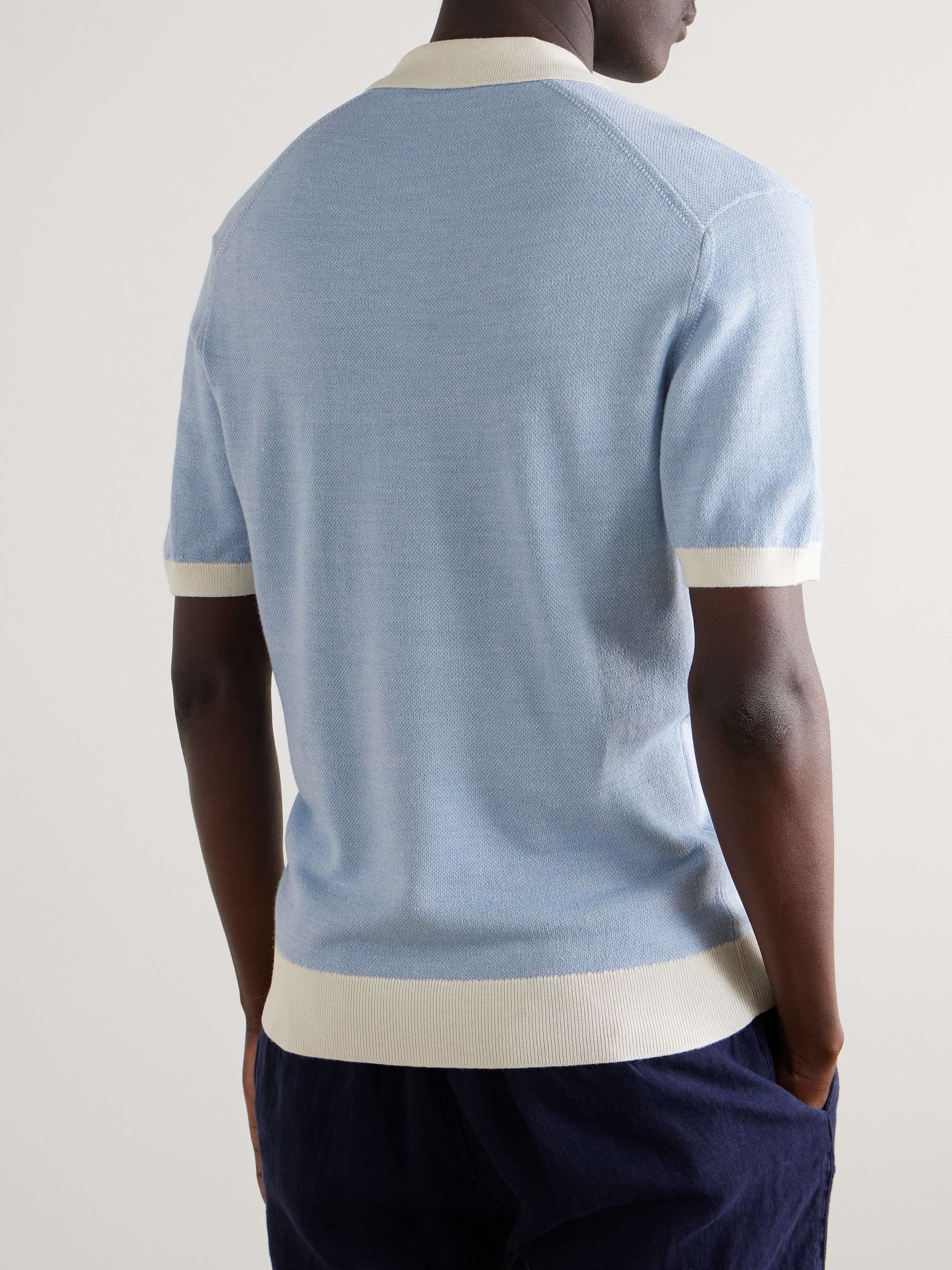 Horton Slim-Fit Wool and Cotton-Blend Polo Shirt view