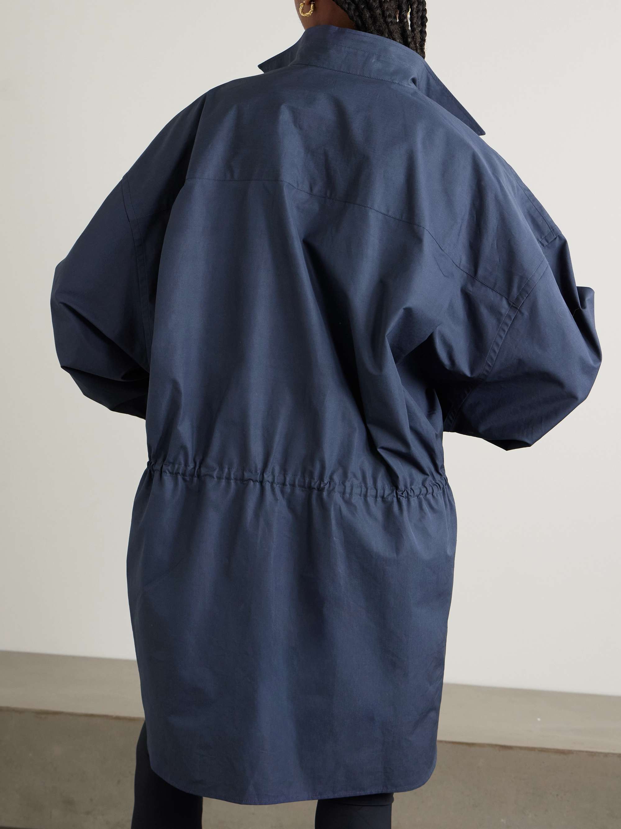 Asymmetric gathered cotton-poplin mini shirt dress view