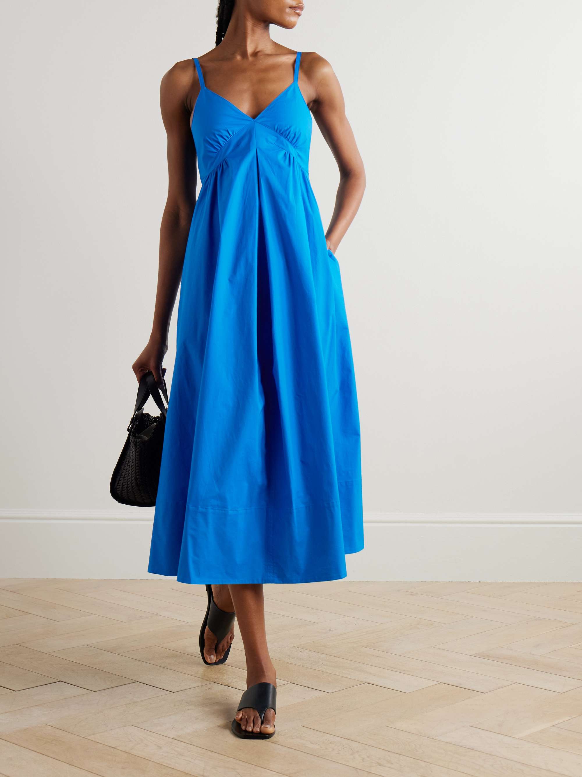 Barker gathered cotton-blend poplin midi dress view