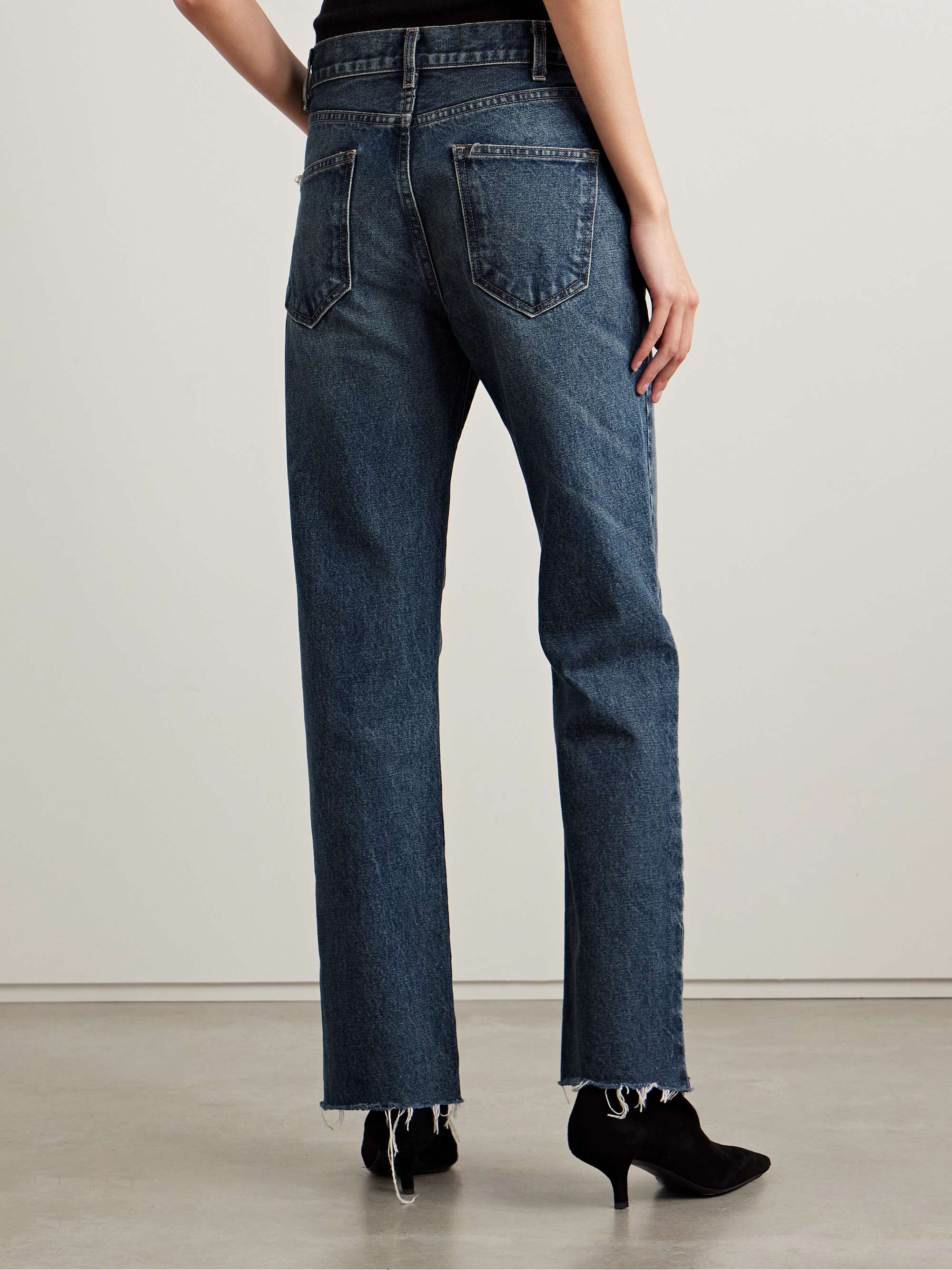 Calla distressed mid-rise straight-leg jeans view