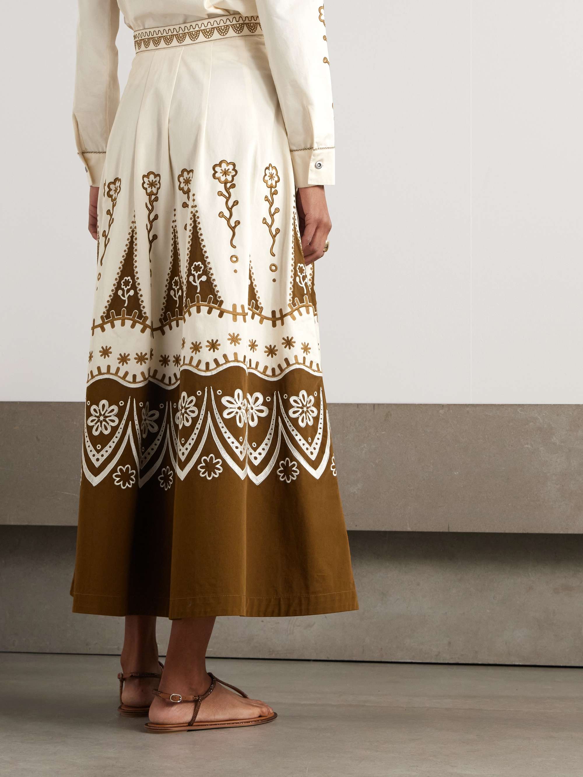 Amelianna embroidered cotton-blend drill maxi skirt view