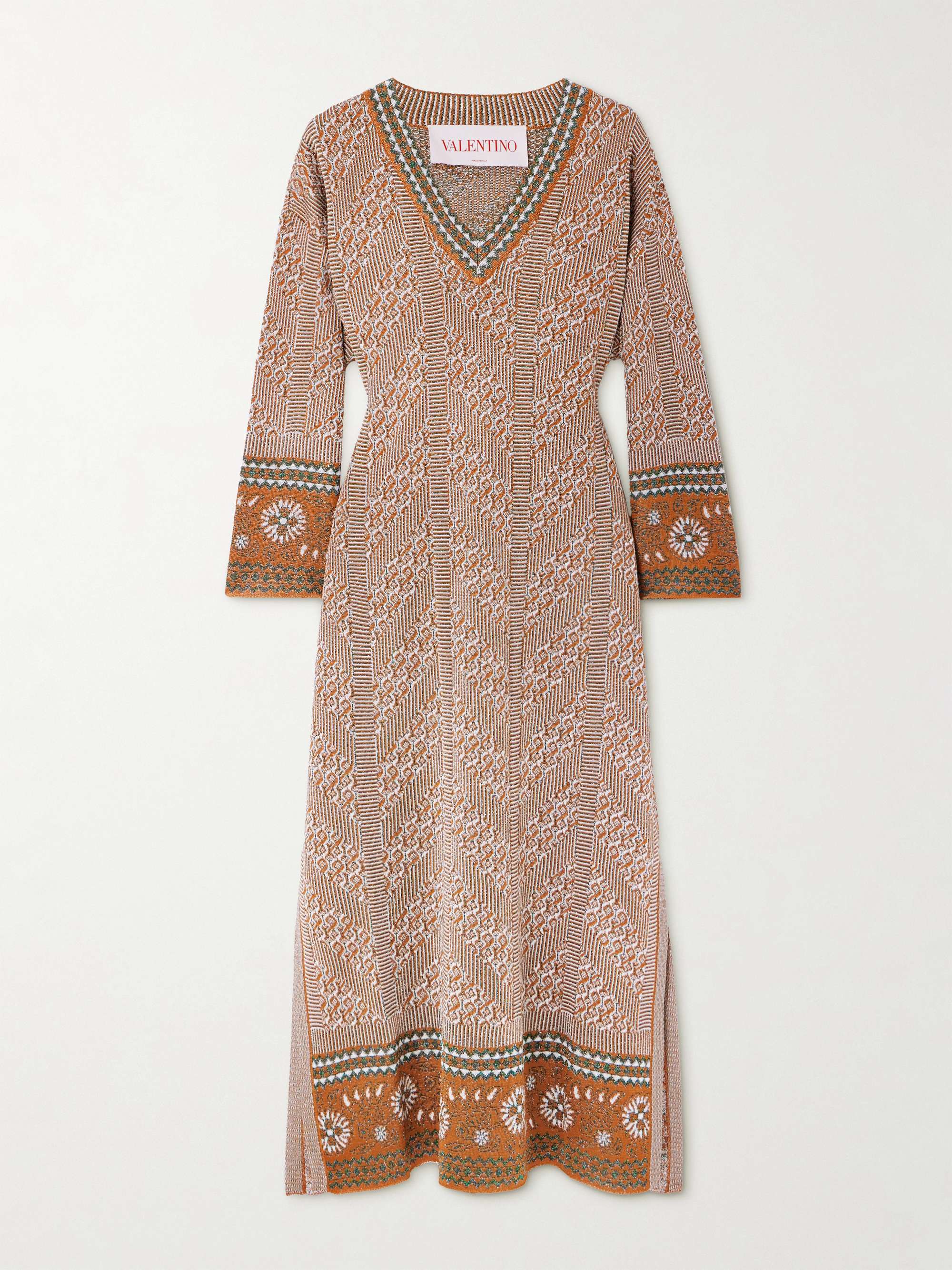 Metallic intarsia-knit midi dress view