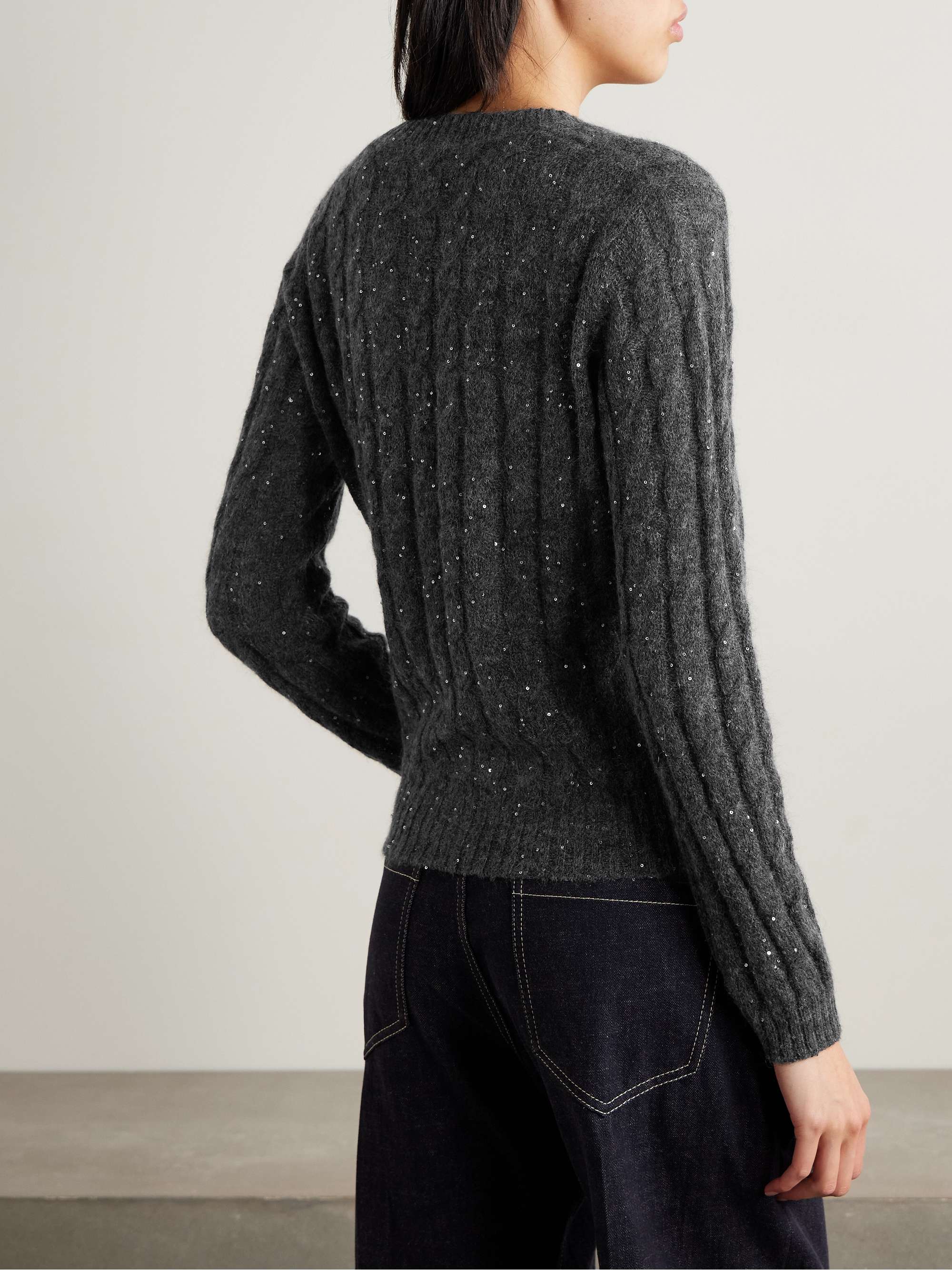 Sequin-embellished cable-knit sweater view