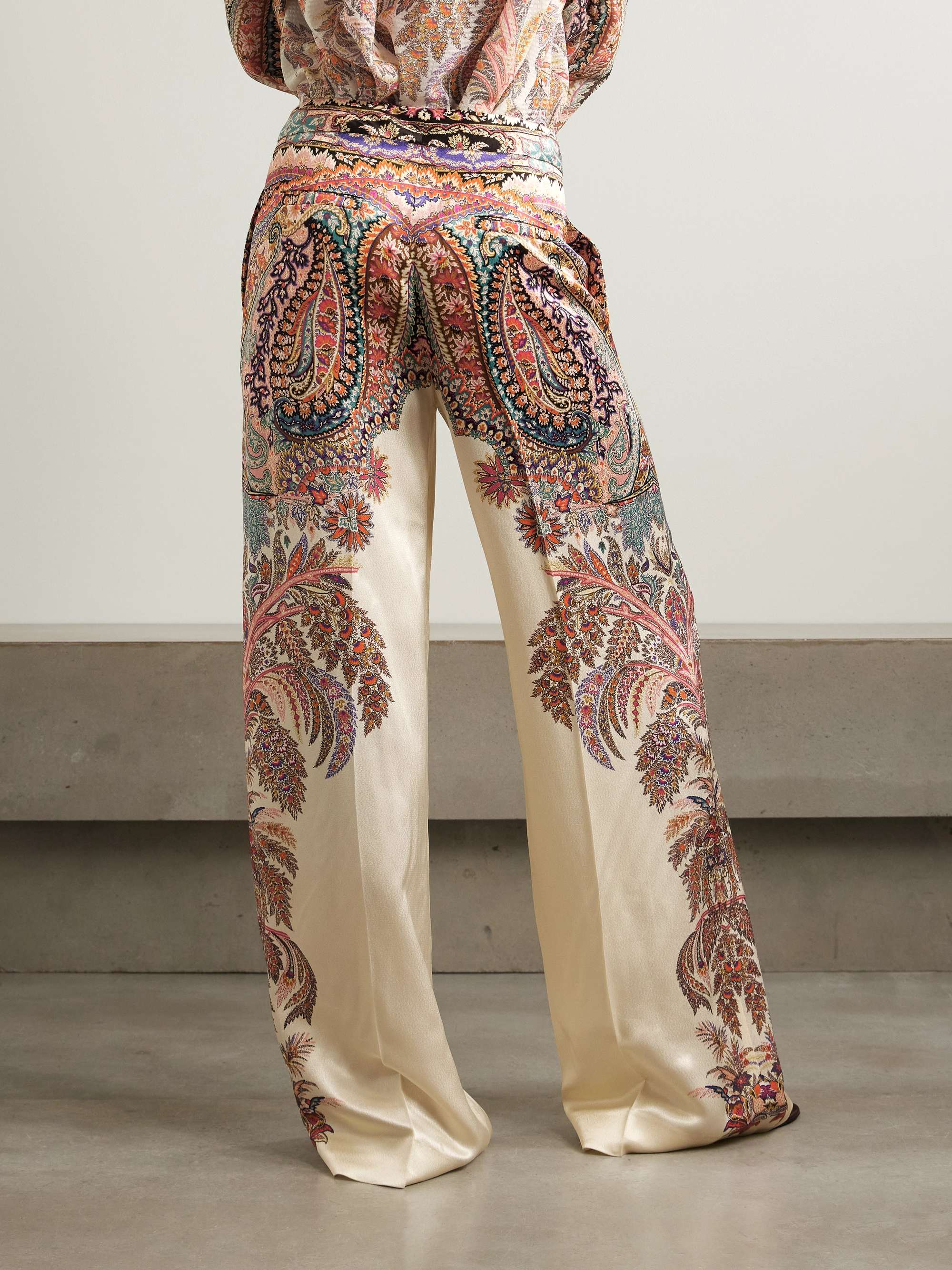 Printed satin wide-leg pants view