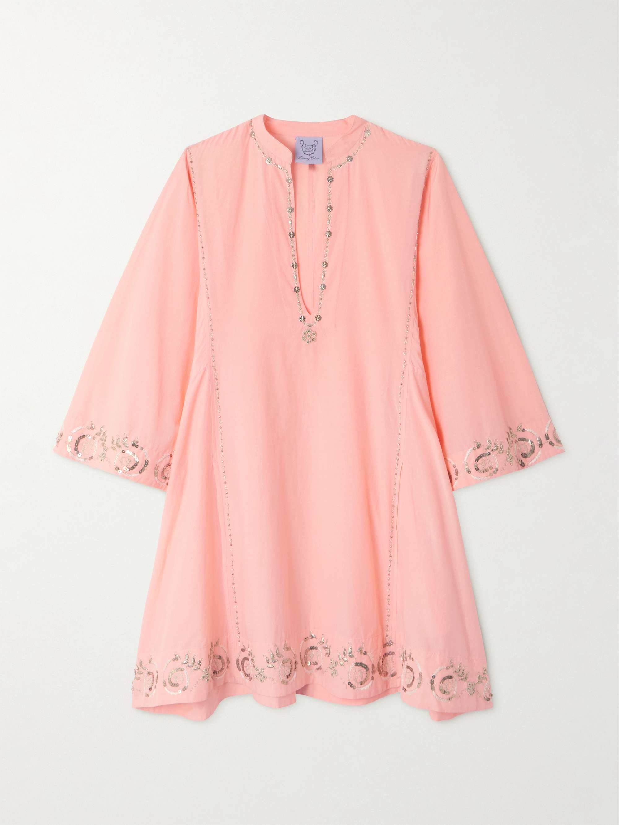 Rachel embellished embroidered cotton and silk-blend coverup view