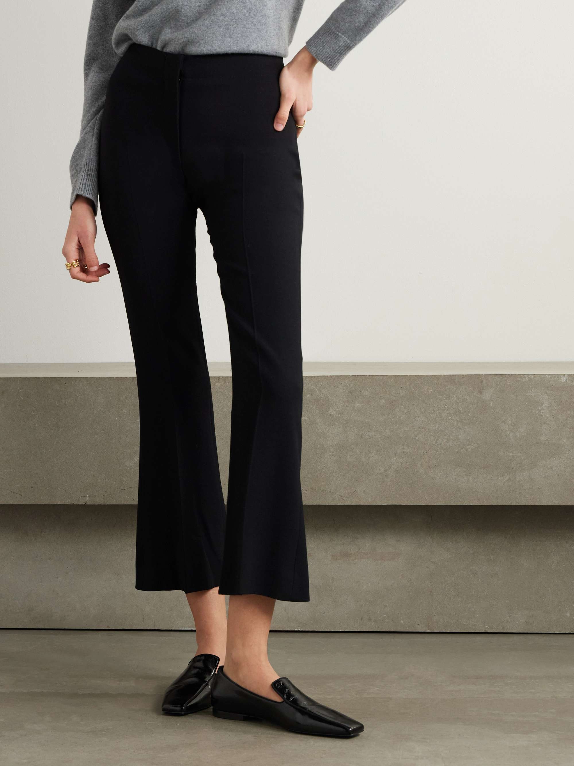 Talia cropped pleated crepe flared pants view