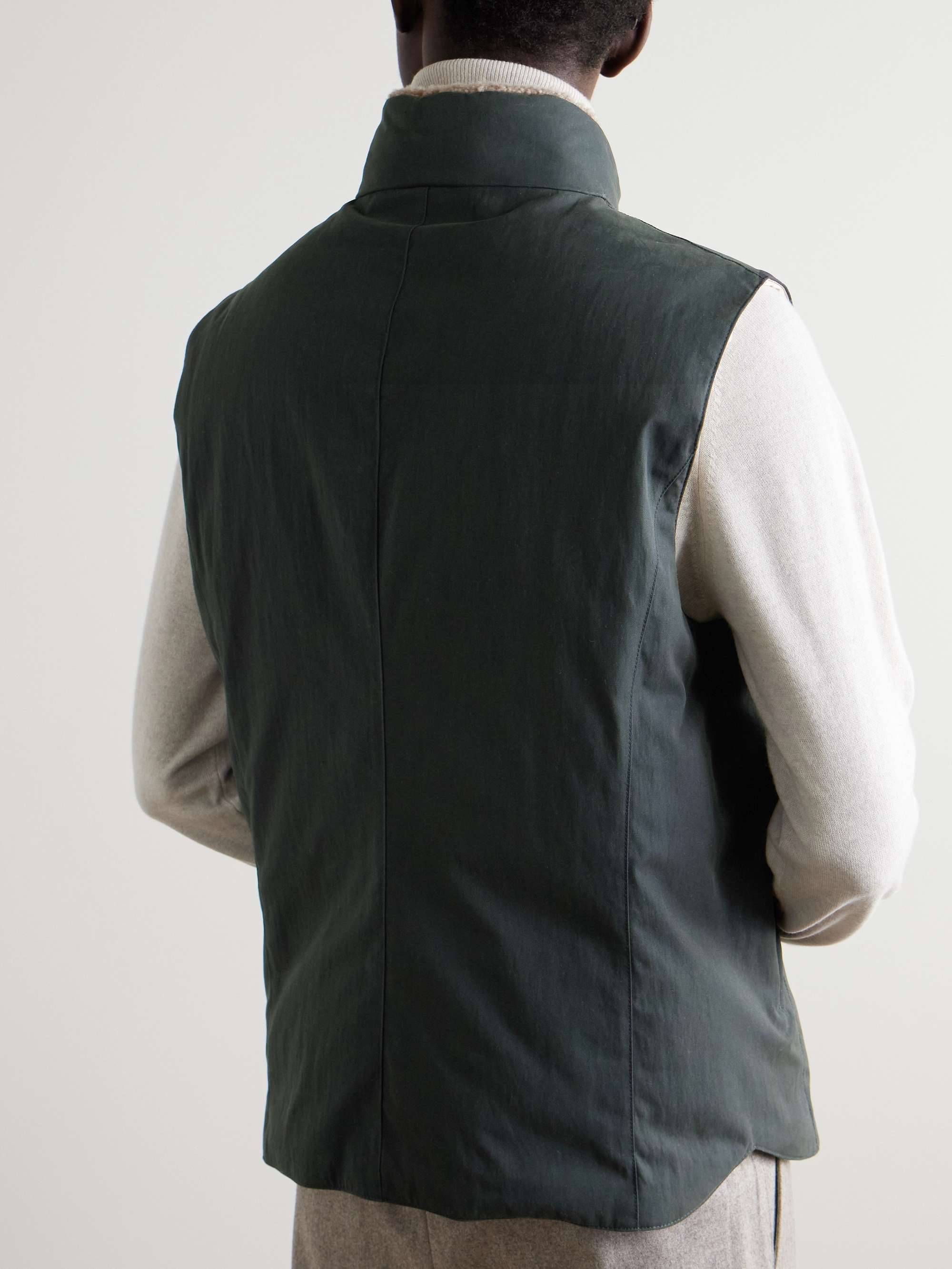 Shearling-Trimmed Padded Cotton-Blend Twill Down Gilet view