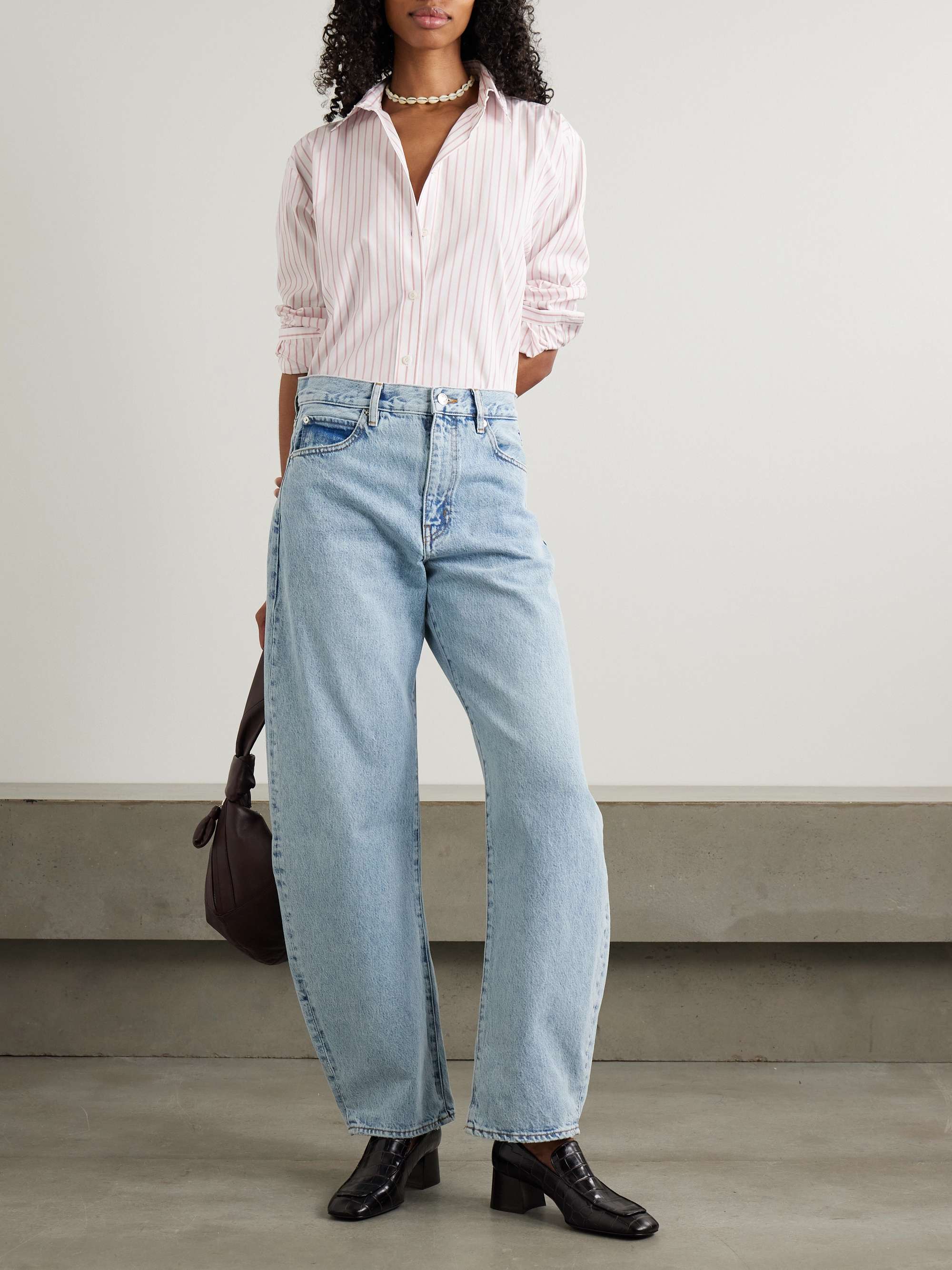 The Oversized striped cotton-poplin shirt view