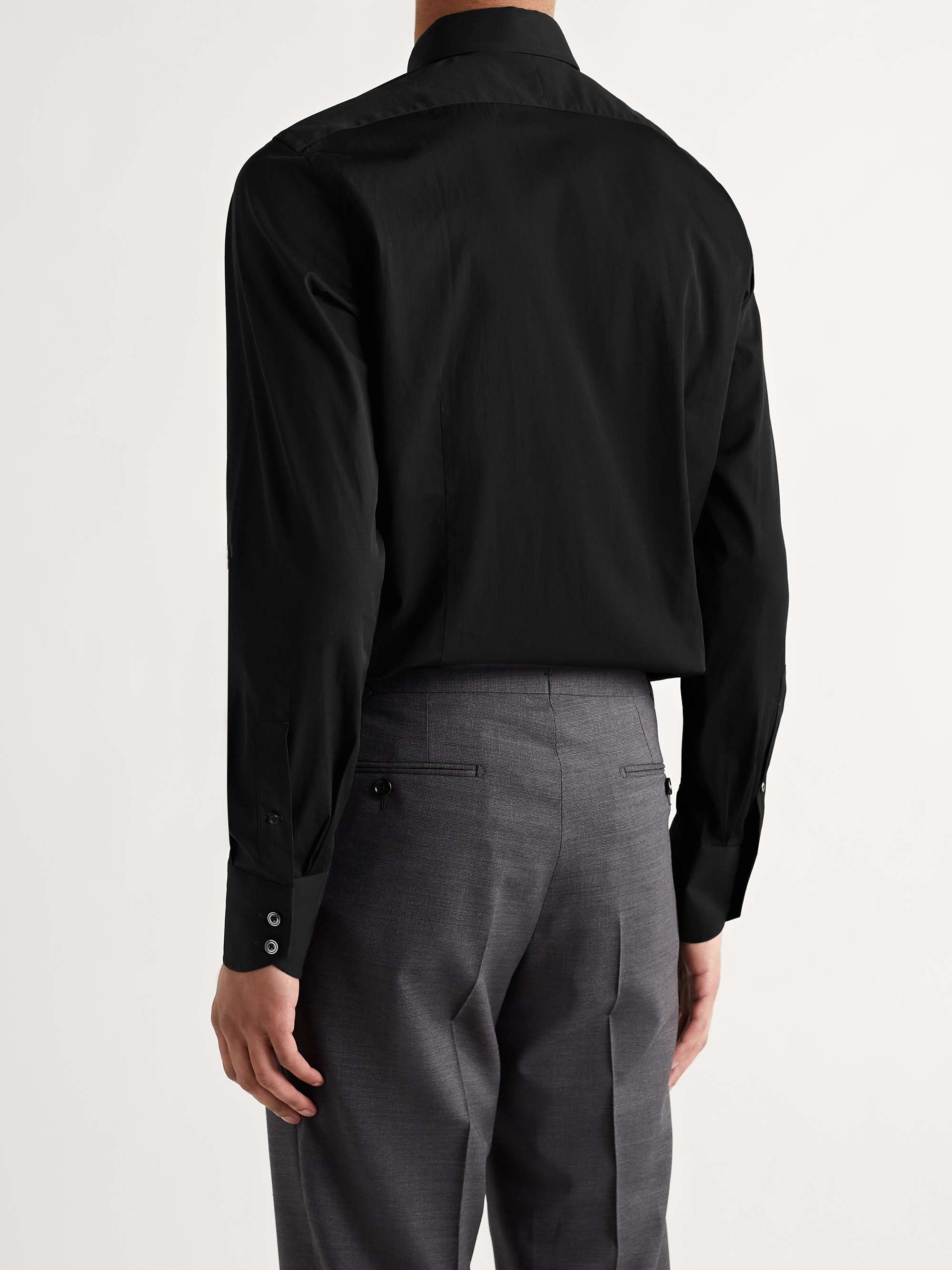 Black Slim-Fit Cotton-Poplin Shirt view