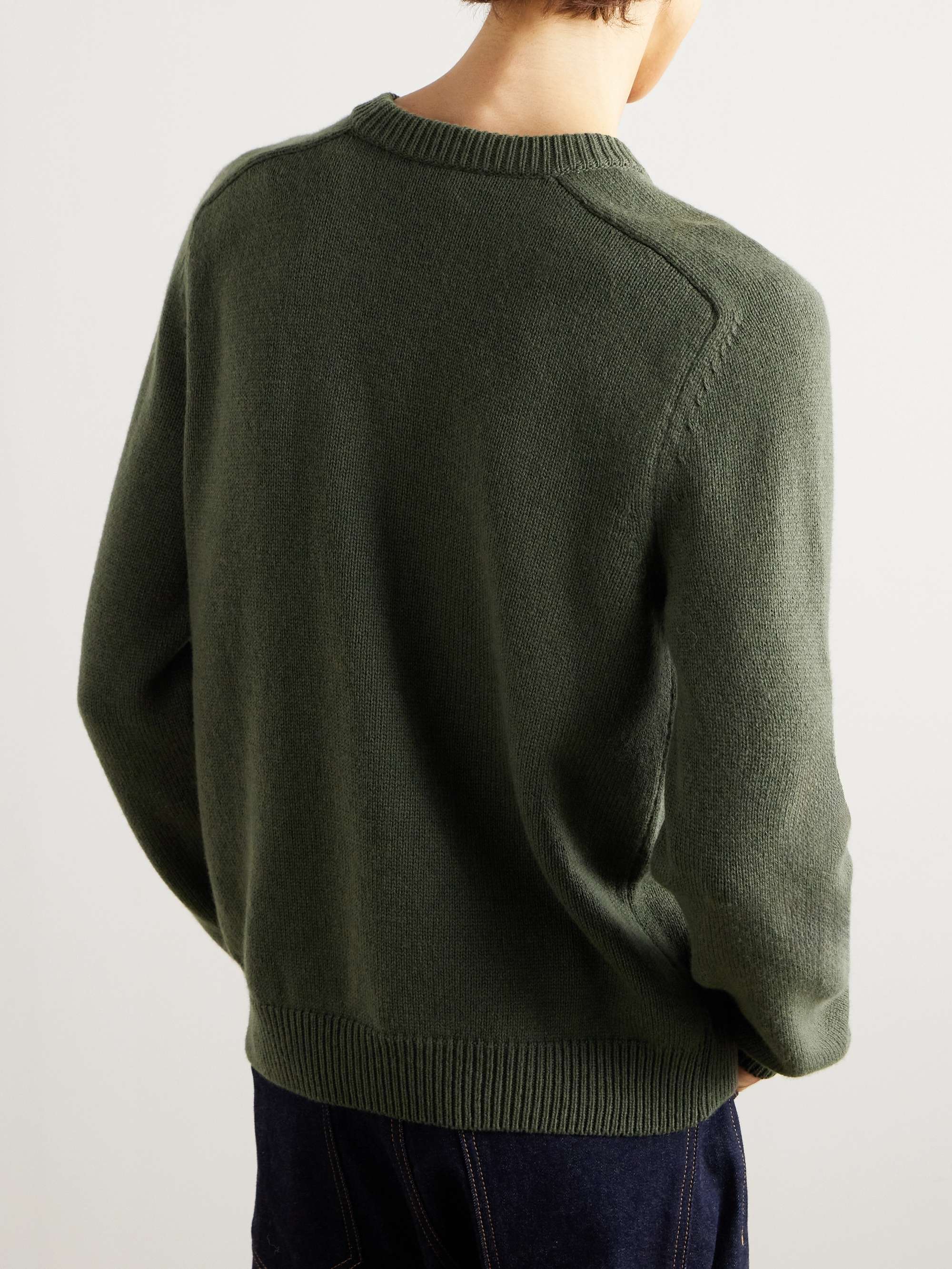 Triomphe Slim-Fit Logo-Embroidered Wool and Cashmere-Blend Sweater view