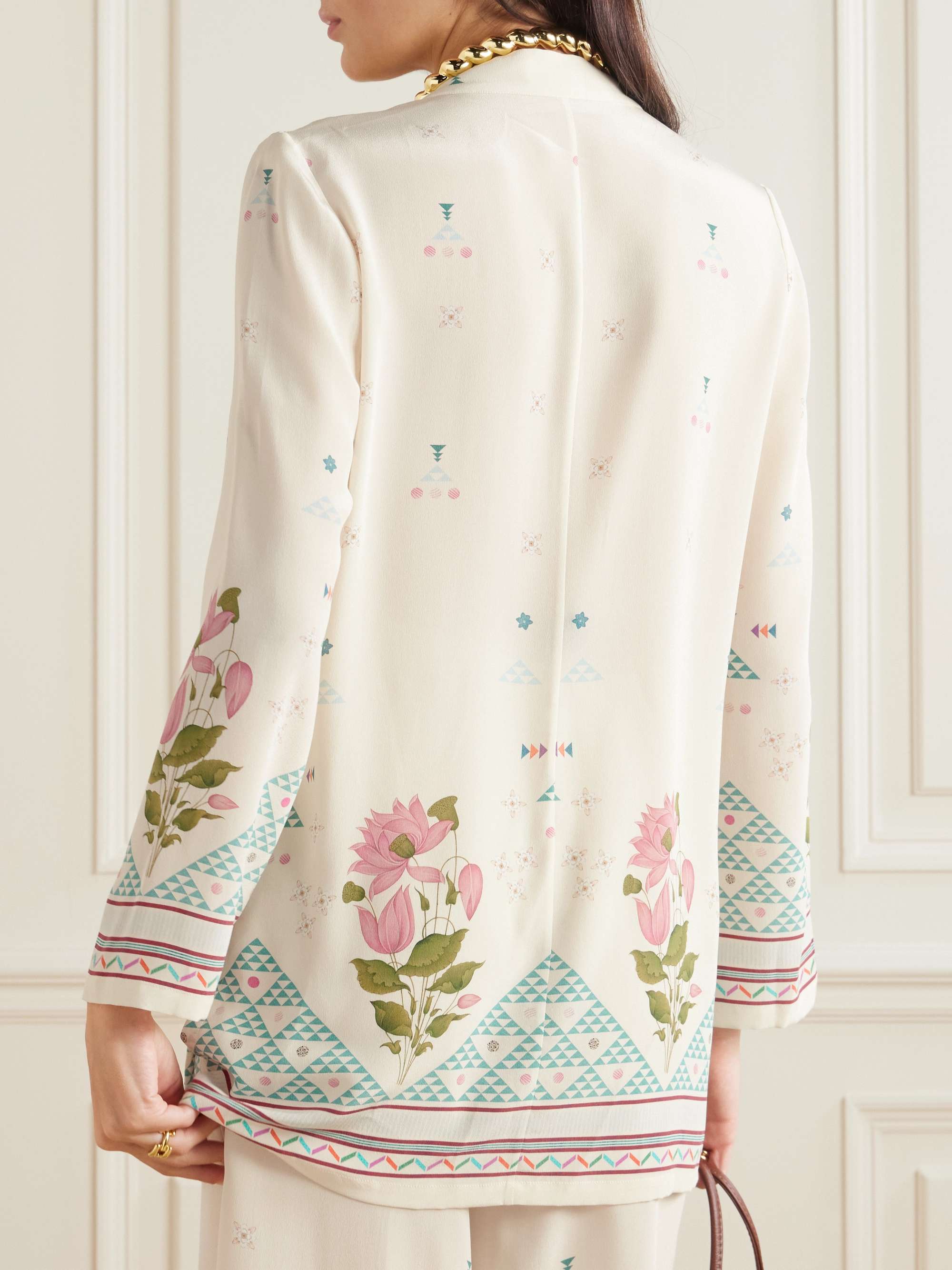 Jamila embellished printed silk-crepe kaftan view