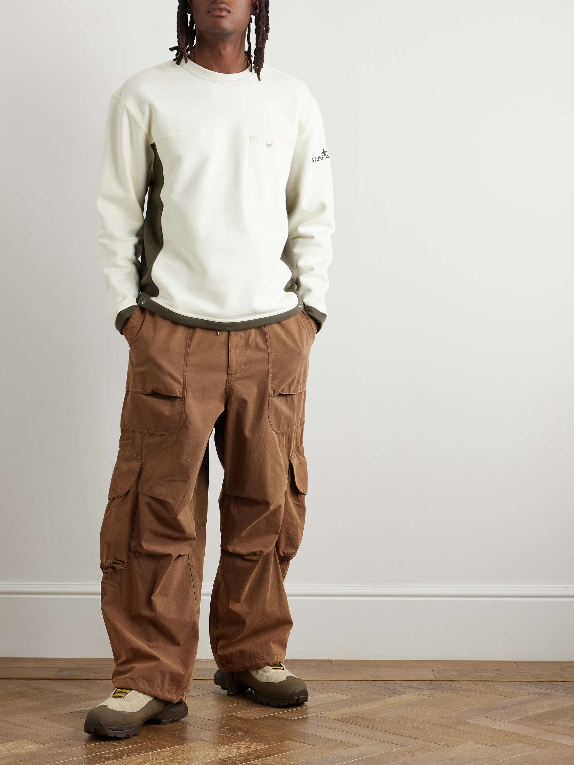 Colour-Block Logo-Embroidered Cotton-Jersey Sweatshirt view