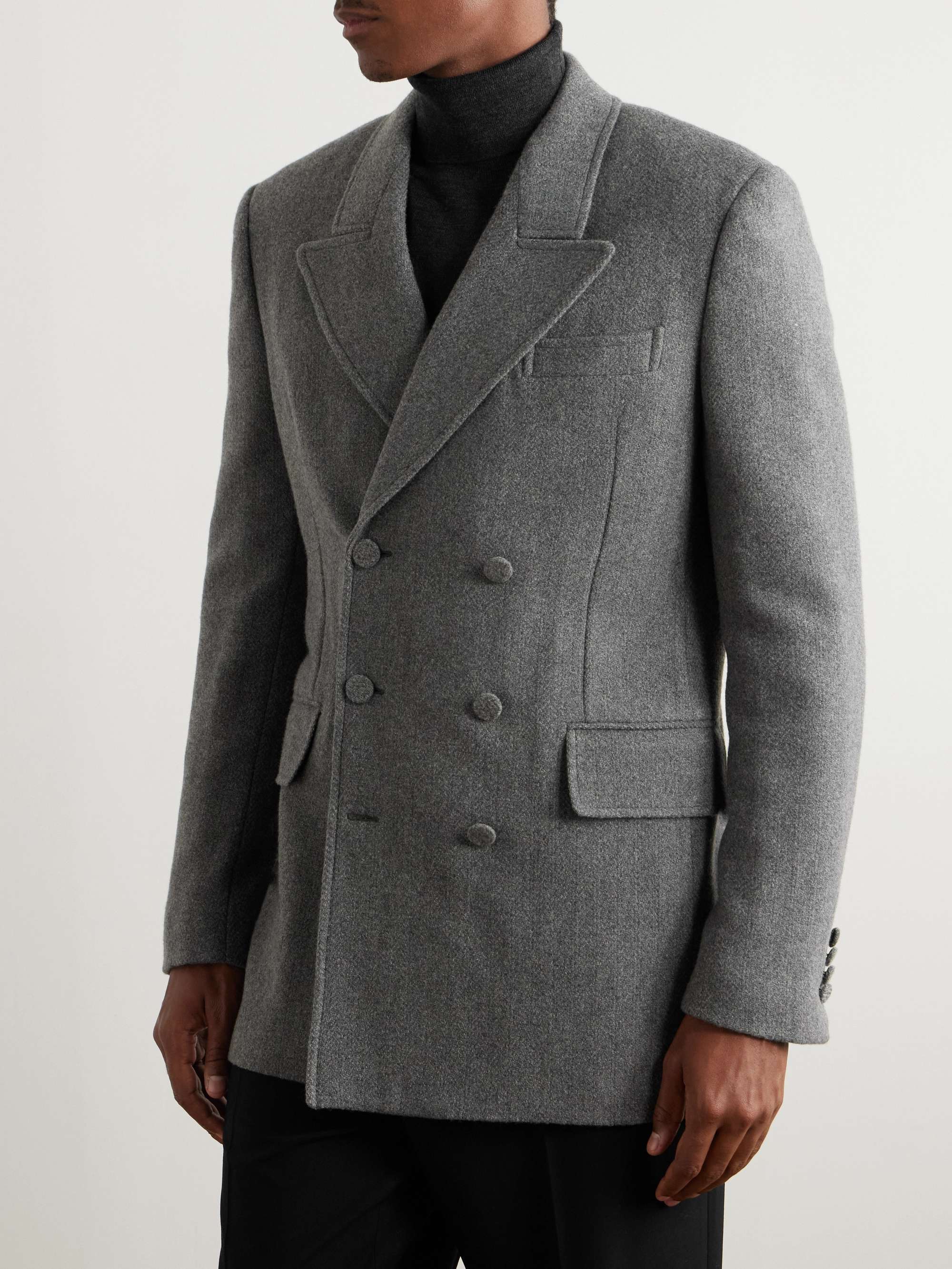 Double-Breasted Virgin Wool and Cashmere-Blend Blazer view