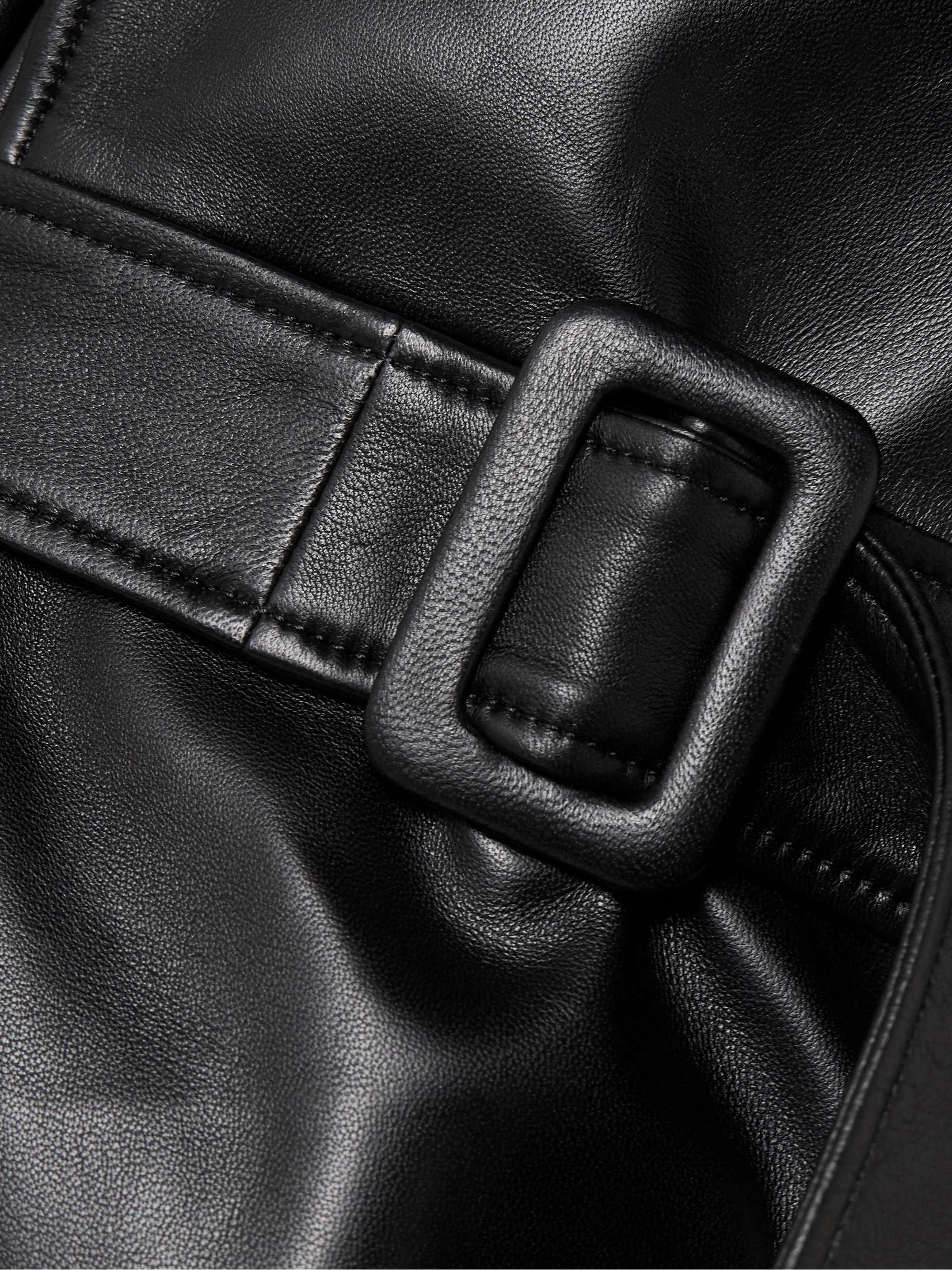 Henri belted leather trench coat view