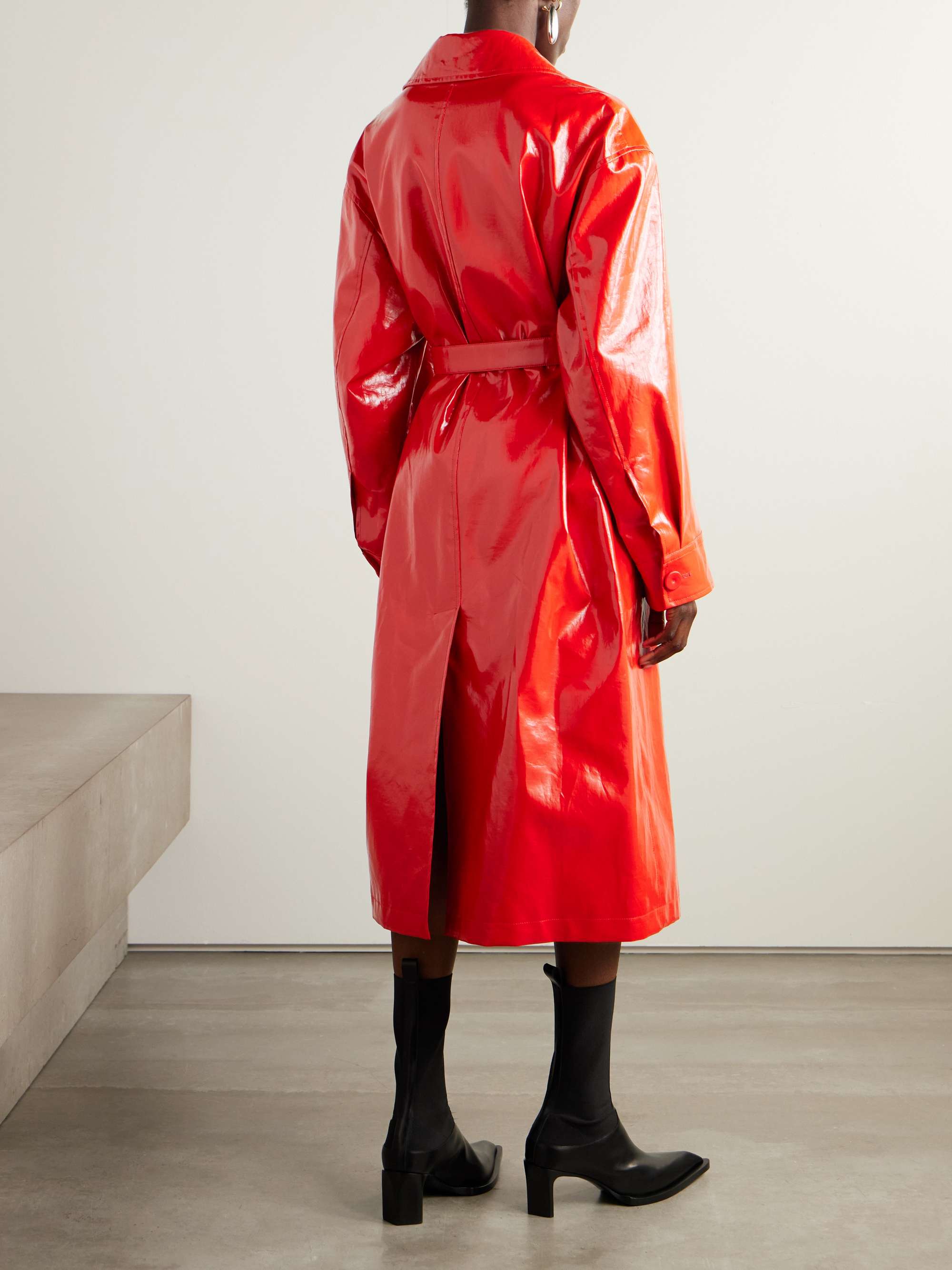 Belted coated-linen trench coat view