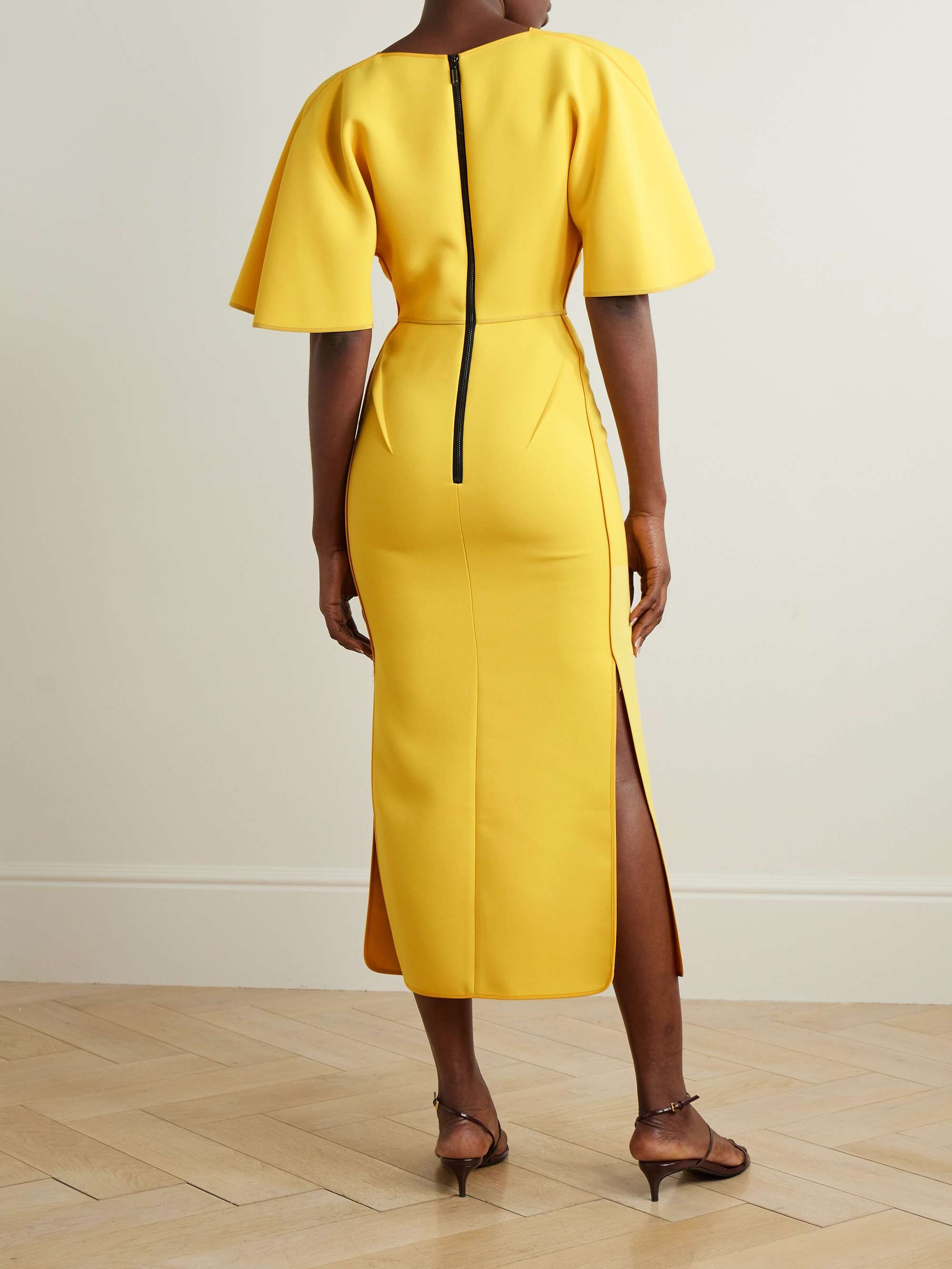 Benefit wrap-effect pleated crepe midi dress view