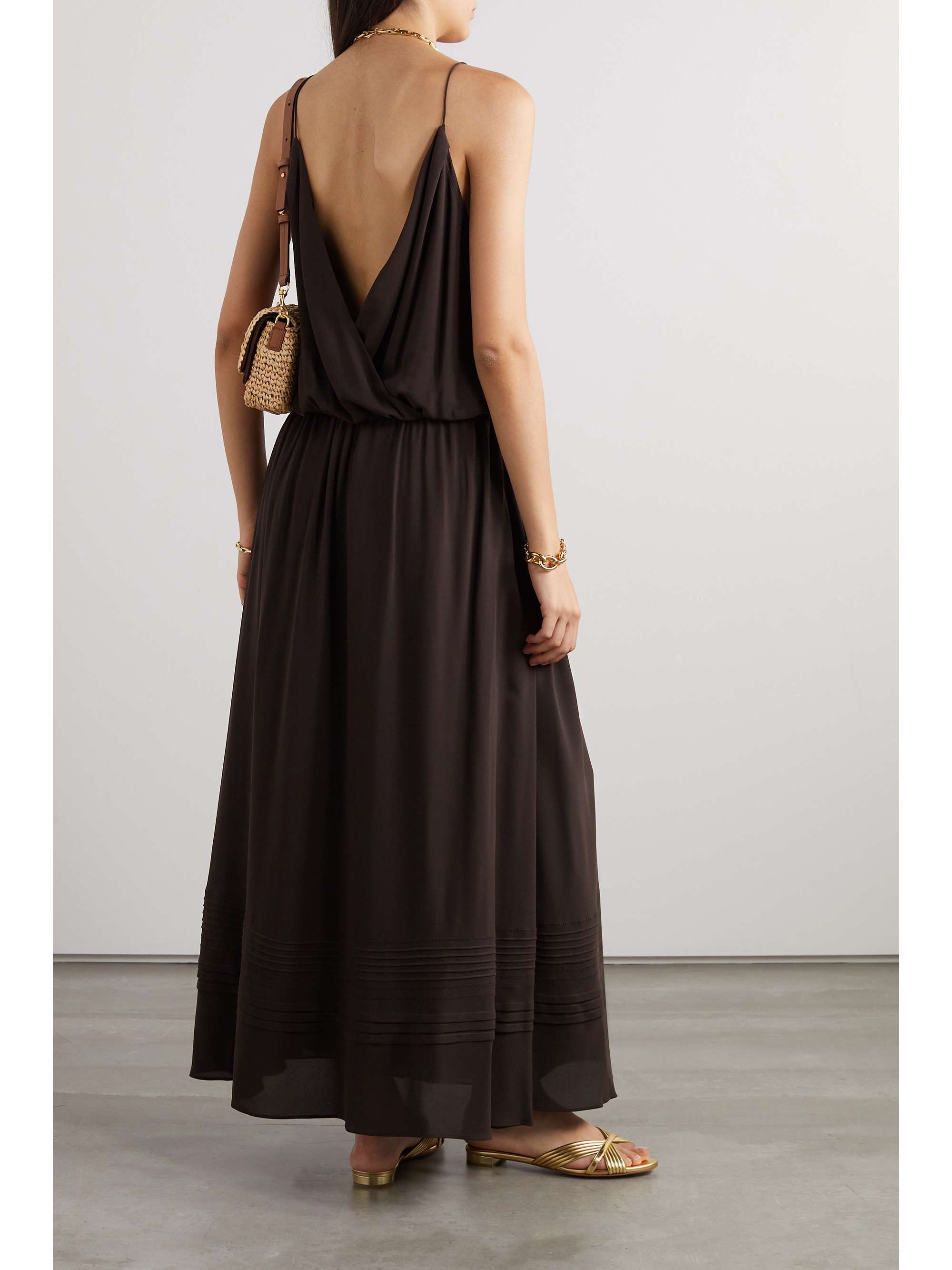 Jacaline draped silk crepe de chine maxi dress view