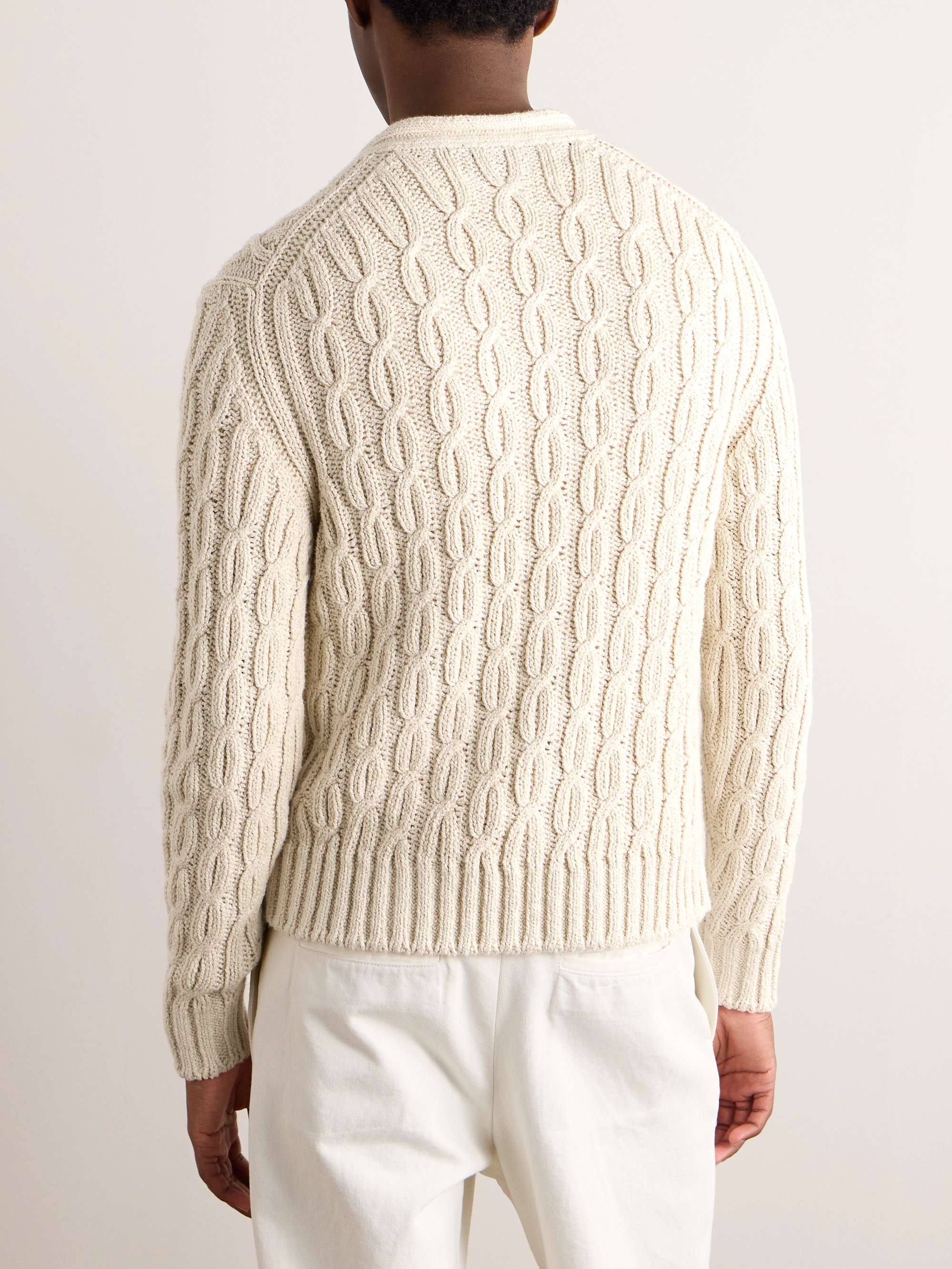 Slim-Fit Cable-Knit Cotton Cardigan view