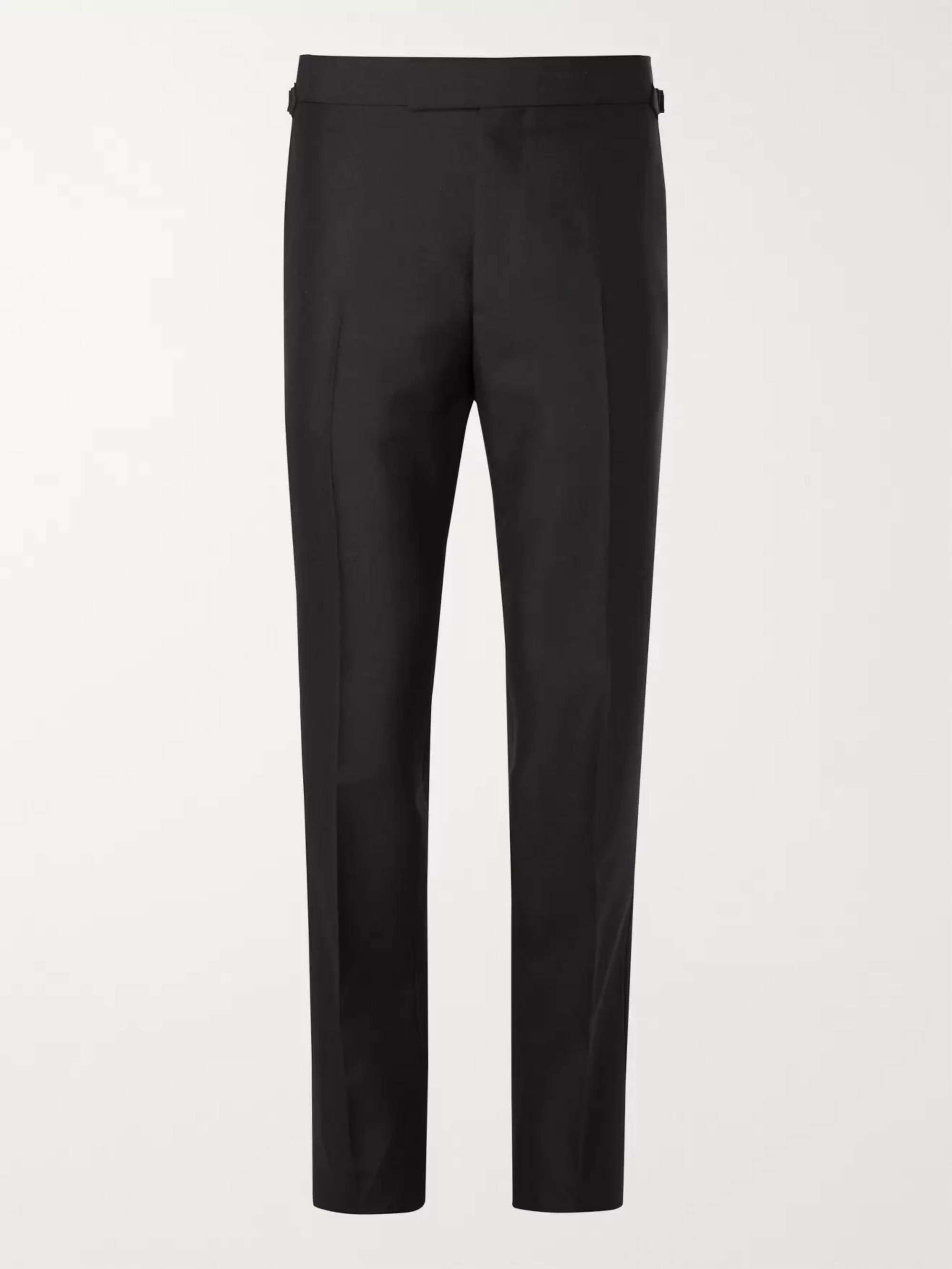 Eggsy's Black Wool and Mohair-Blend Tuxedo Trousers view
