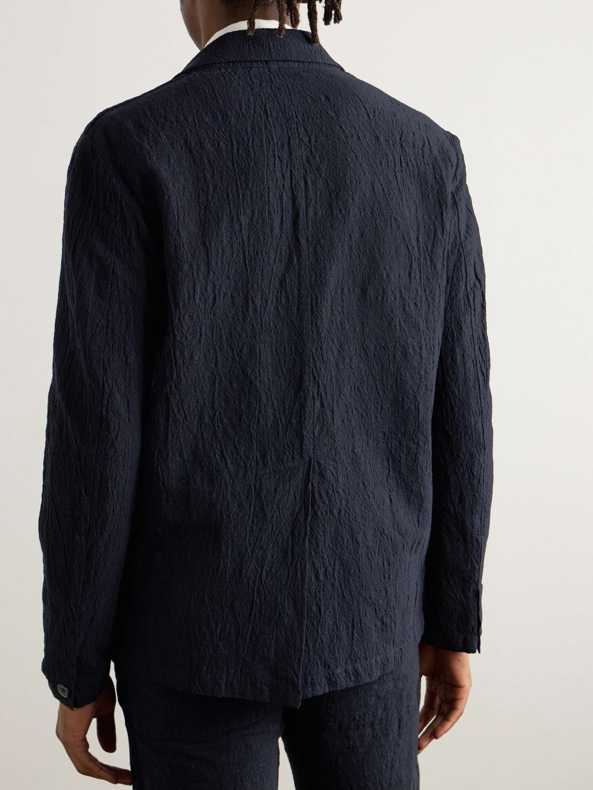 Crinkled Cotton-Blend Suit Jacket view