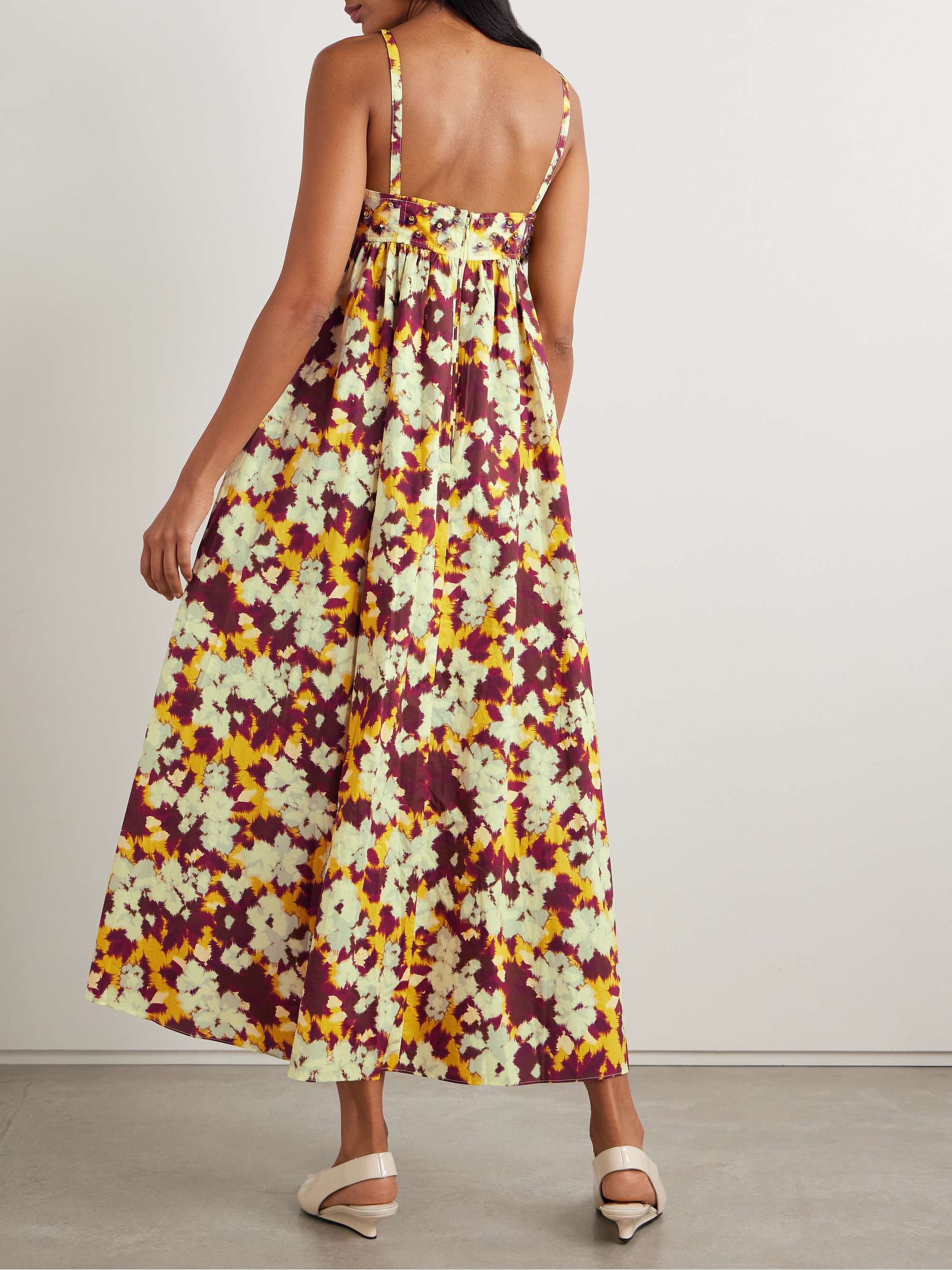 Harlan embellished printed cotton-poplin midi dress view